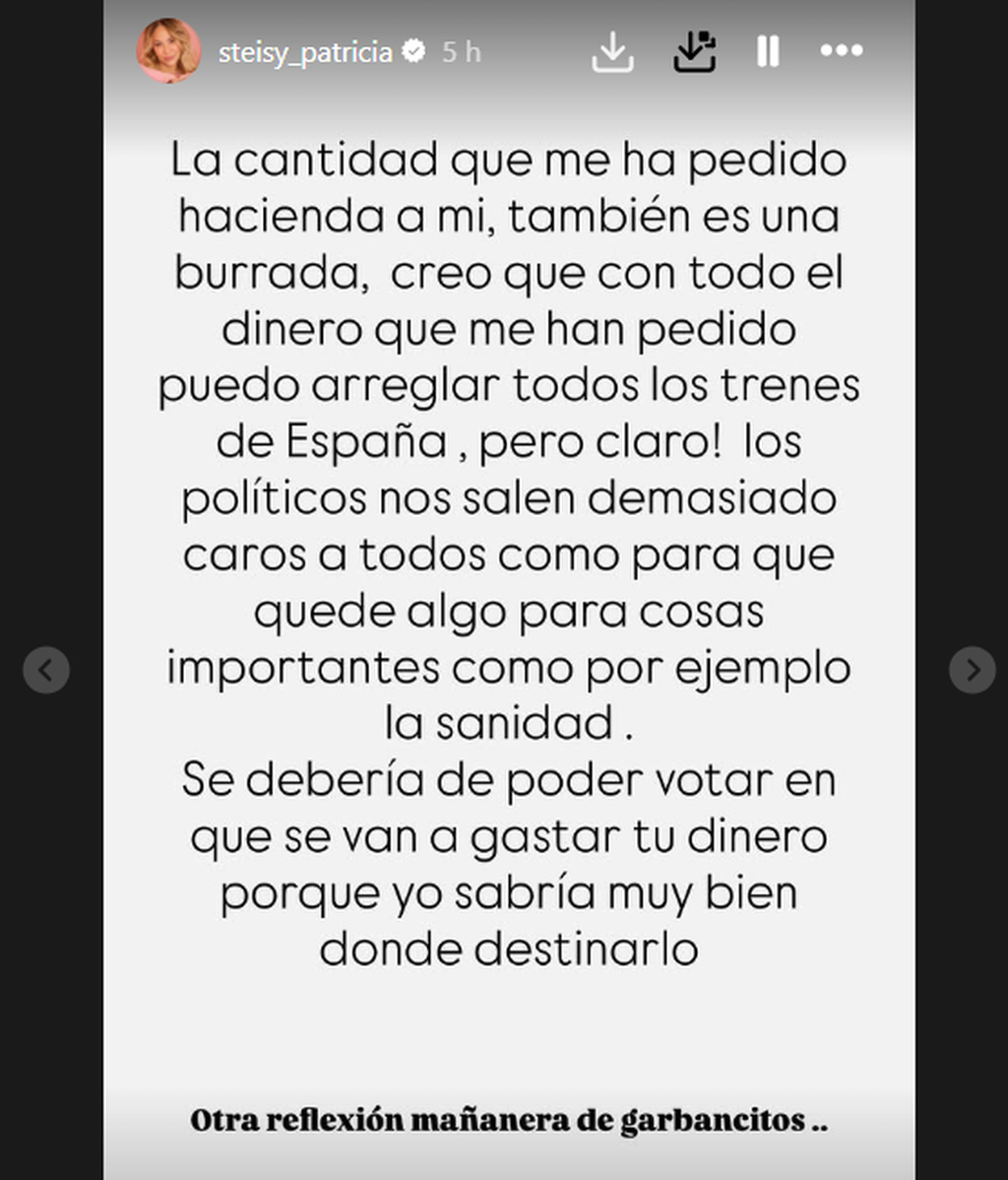 El escrito de Patricia Steisy sobre Hacienda
