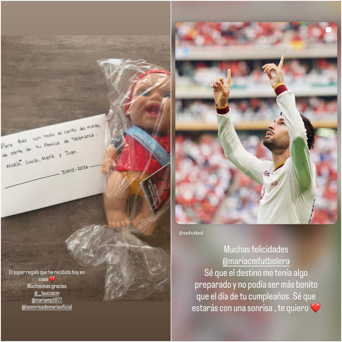 Las stories de Baena dedicadas a María Caamaño