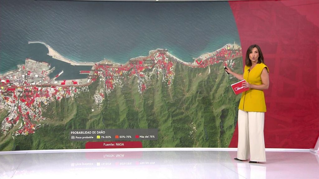 La NASA envía imágenes por satélite de la situación de los edificios en Venezuela: en rojo los siniestros, en blanco, los que seguirán en pie