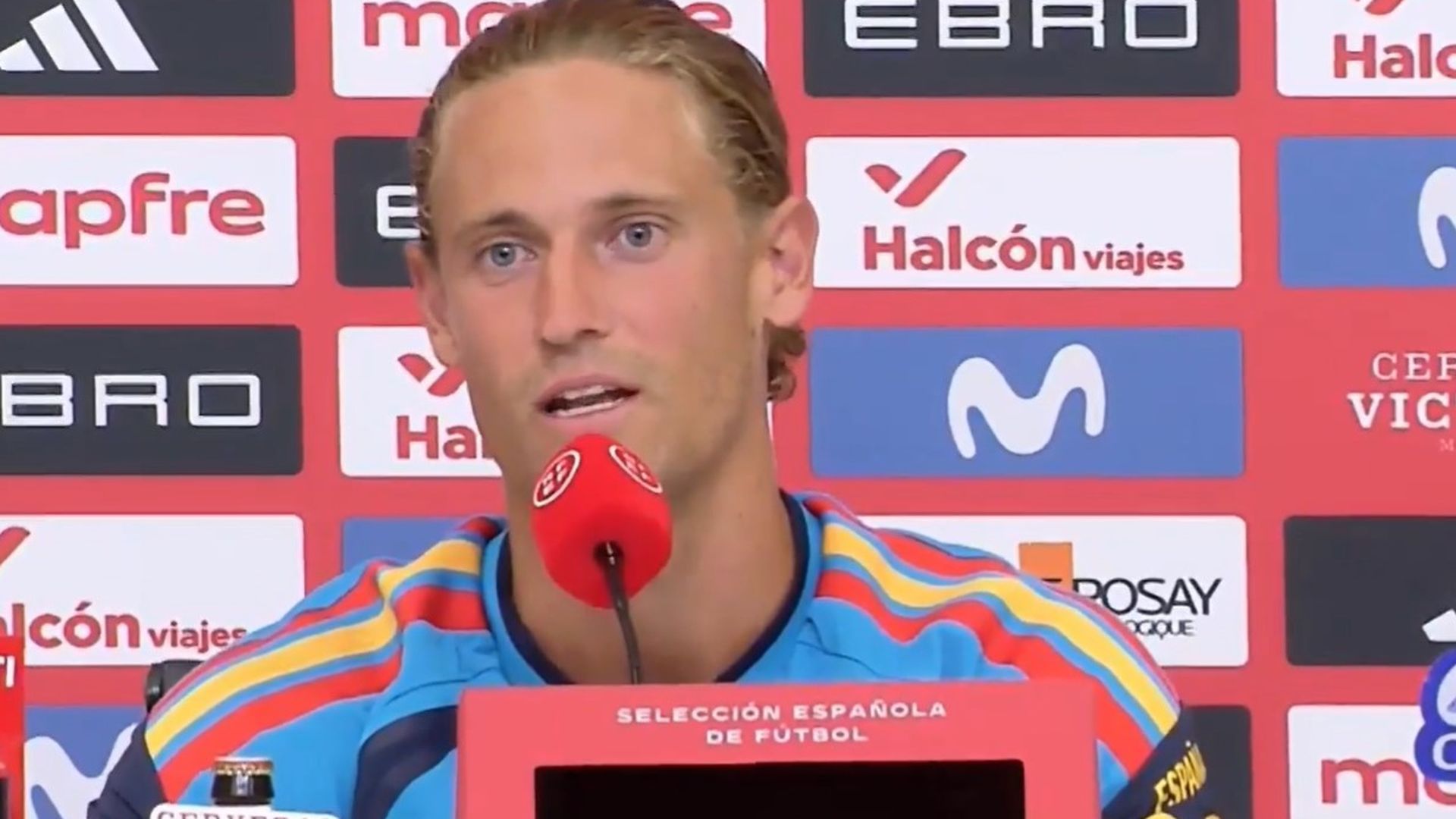 Marcos Llorente, en la rueda de prensa con la selección española