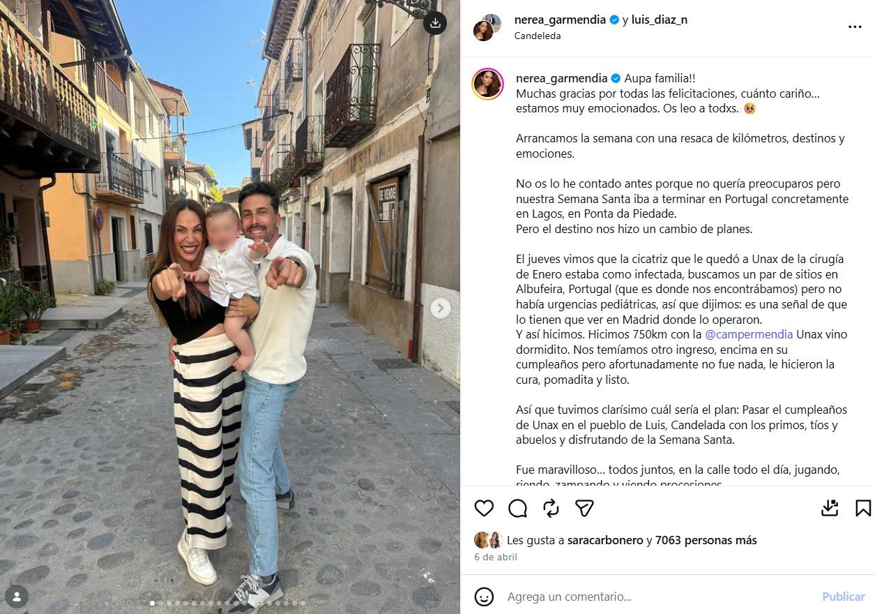 Nerea Garmendia y su pareja, Luis Díaz, acompañados de su hijo Unax