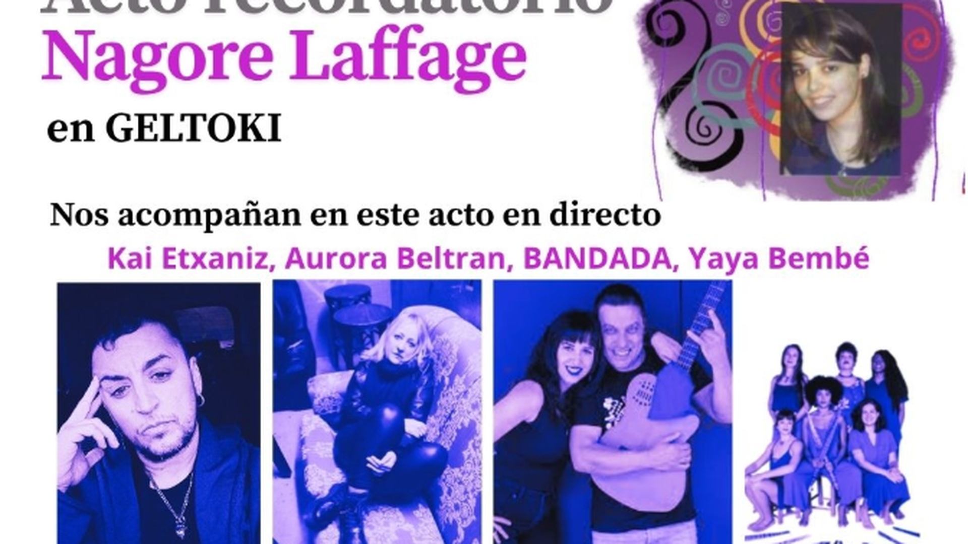 Cartel del acto de homenaje y recuerdo a Nagore Laffage