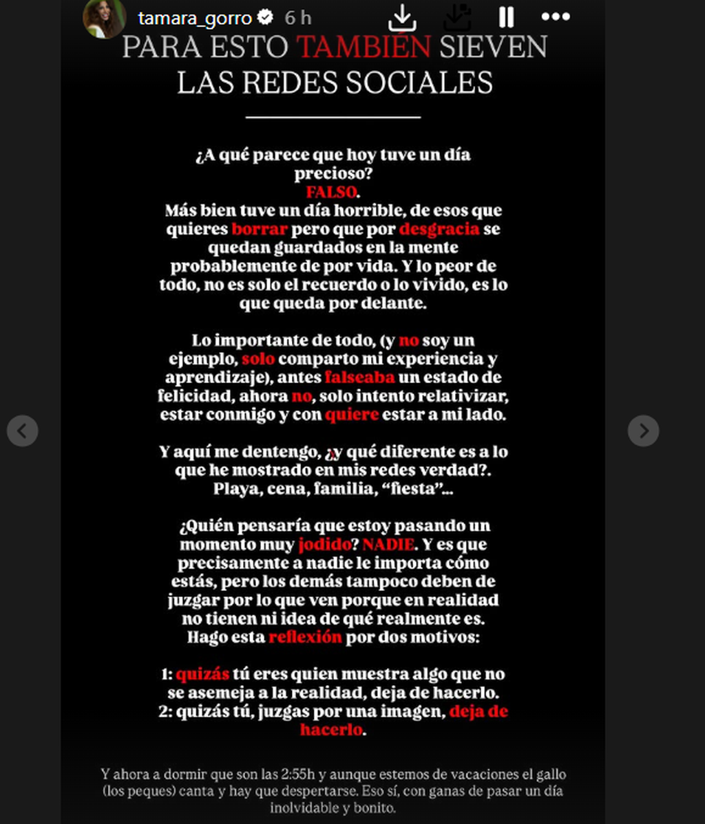 El escrito de Tamara Gorro