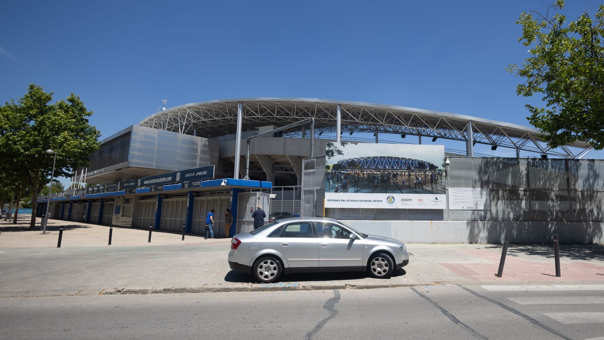 Exterior del estadio Coliseum de Getafe: el crimen de Adil ocurrió en las inmediaciones del recinto deportivo madrileño