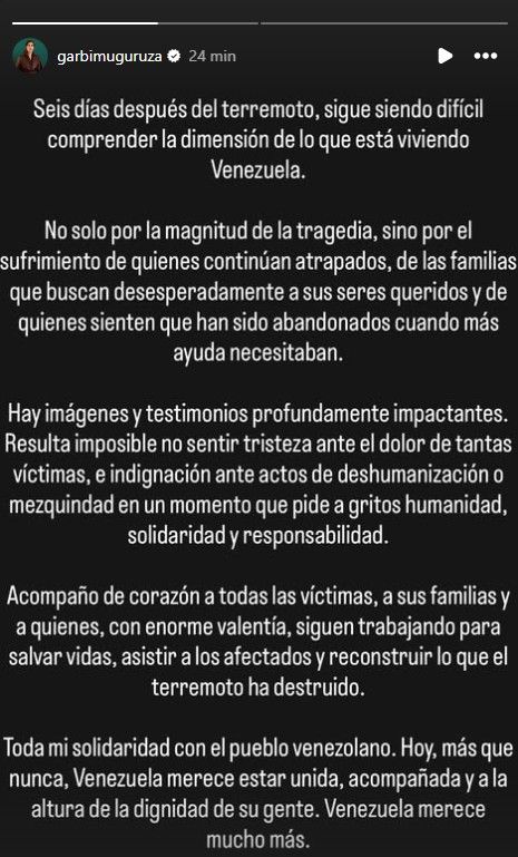 Garbiñe Muguruza en su Instagram