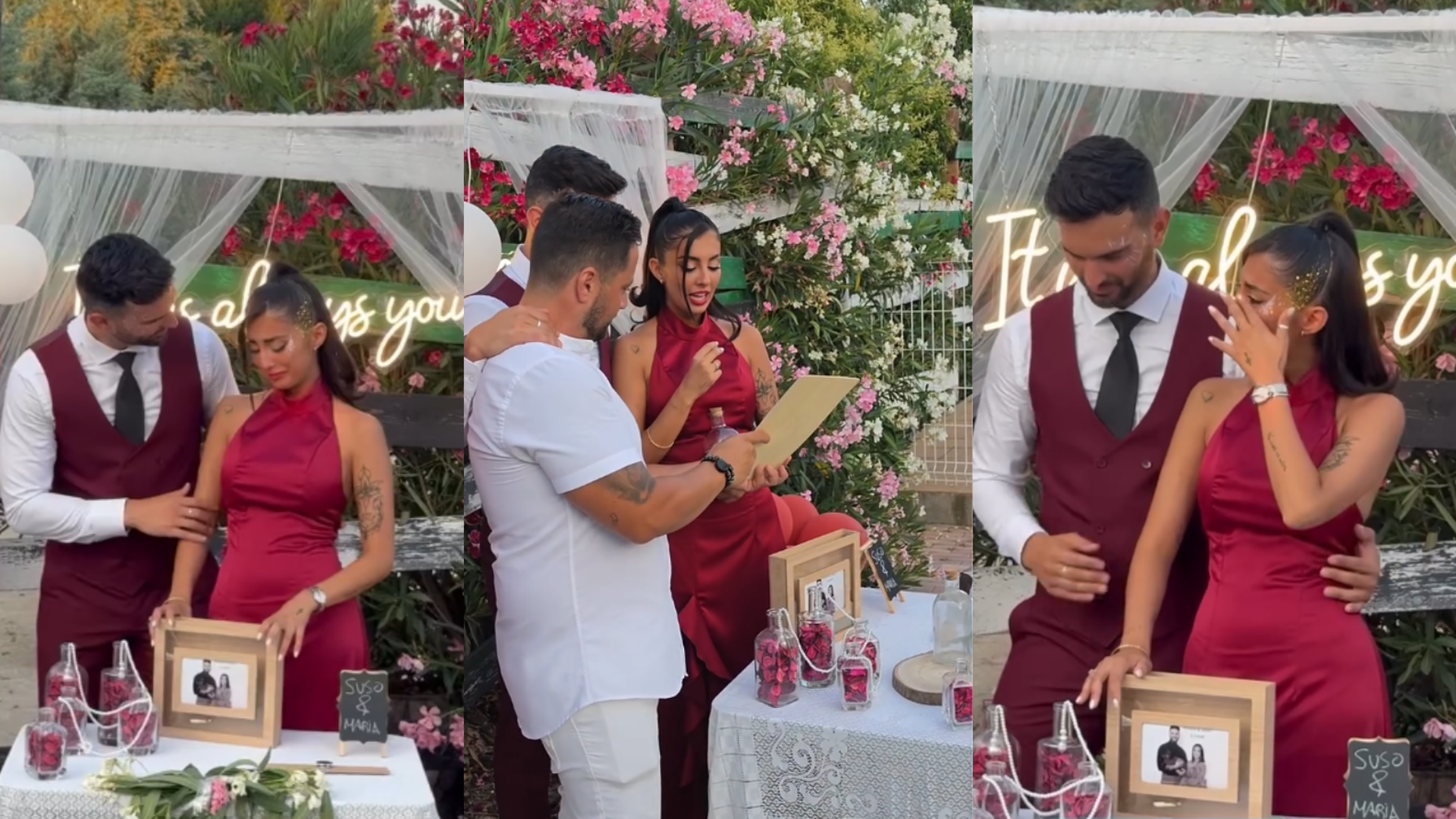 Las lágrimas de Marieta durante su preboda con Suso