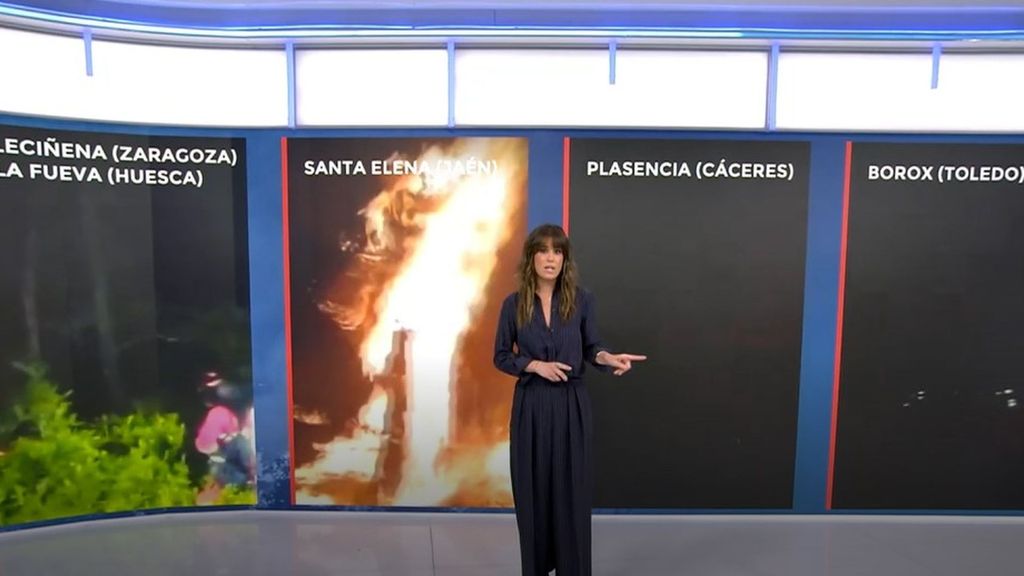 El estado de los incendios en Aragón, Andalucía, Extremadura y Castilla La Mancha: el de Leciñena, el más preocupante