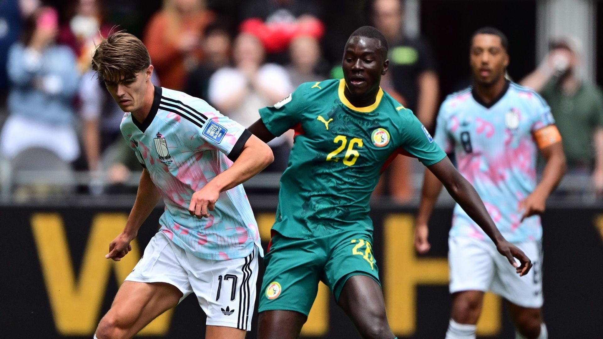 Pape Gueye en el partido contra Bélgica en el Mundial 2026 Pape Gueye en el partido contra Bélgica en el Mundial 2026