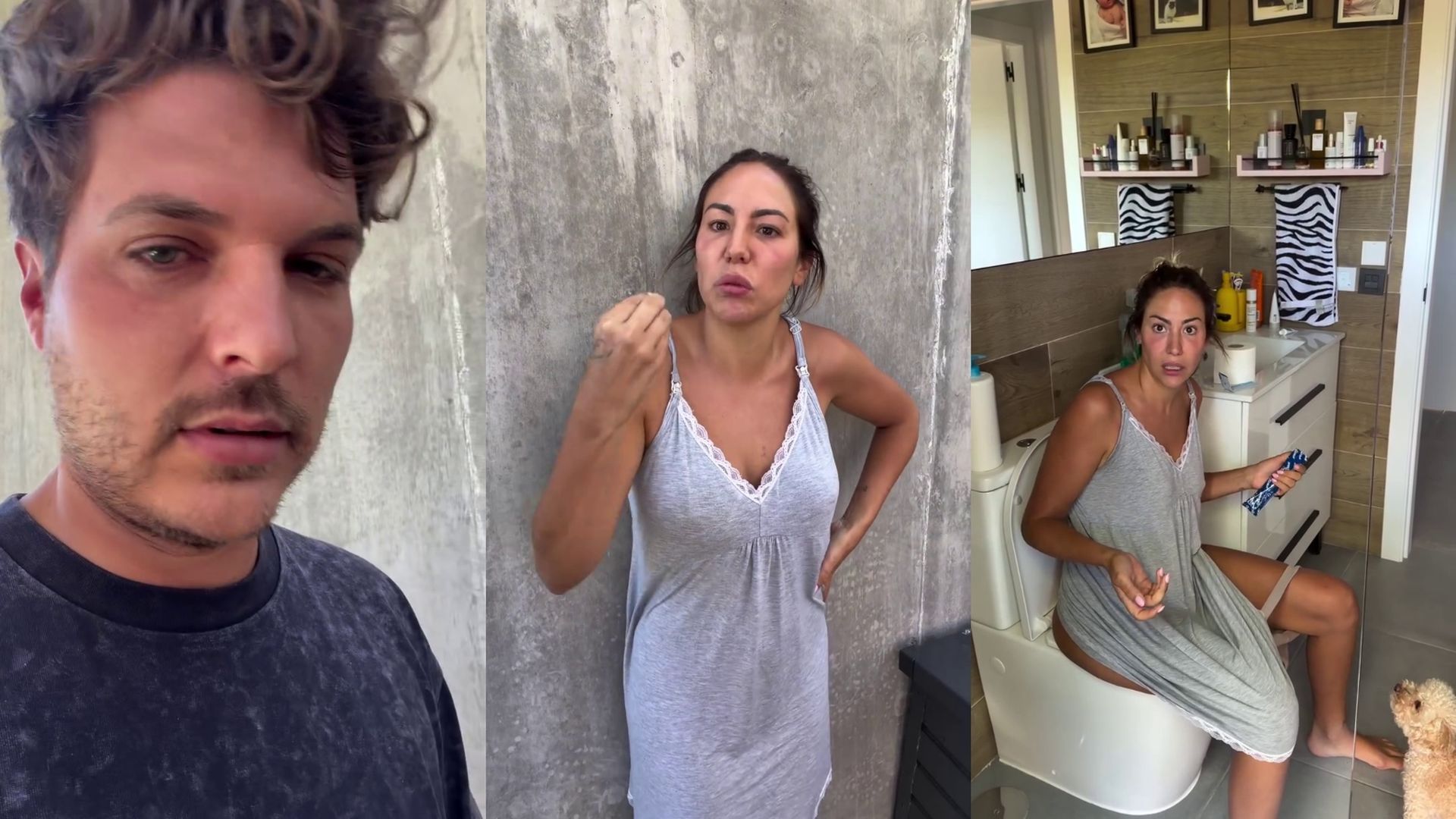 Steisy y Pablo Pisa, haciéndose el test de embarazo