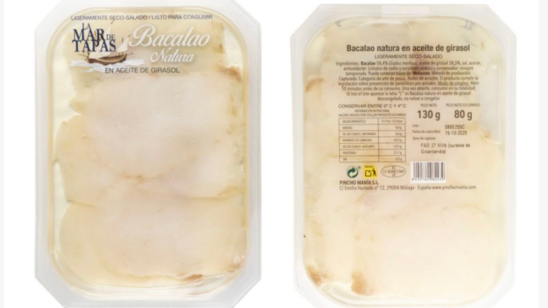 Alerta alimentaria: detectan la presencia de listeria en varios lotes de bacalao en aceite Alerta alimentaria: detectan la presencia de listeria en varios lotes de bacalao en aceite