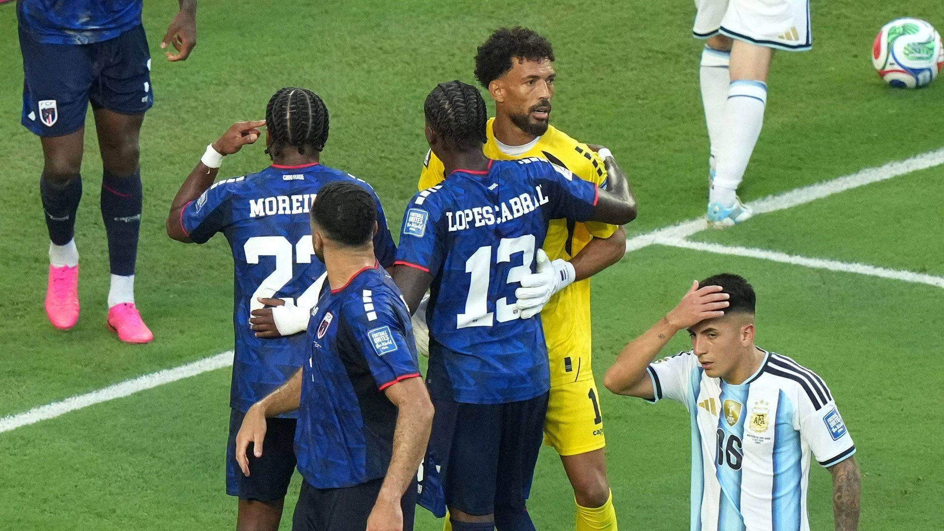 Los jugadores de Cabo Verde, en el partido ante Argentina Los jugadores de Cabo Verde, en el partido ante Argentina