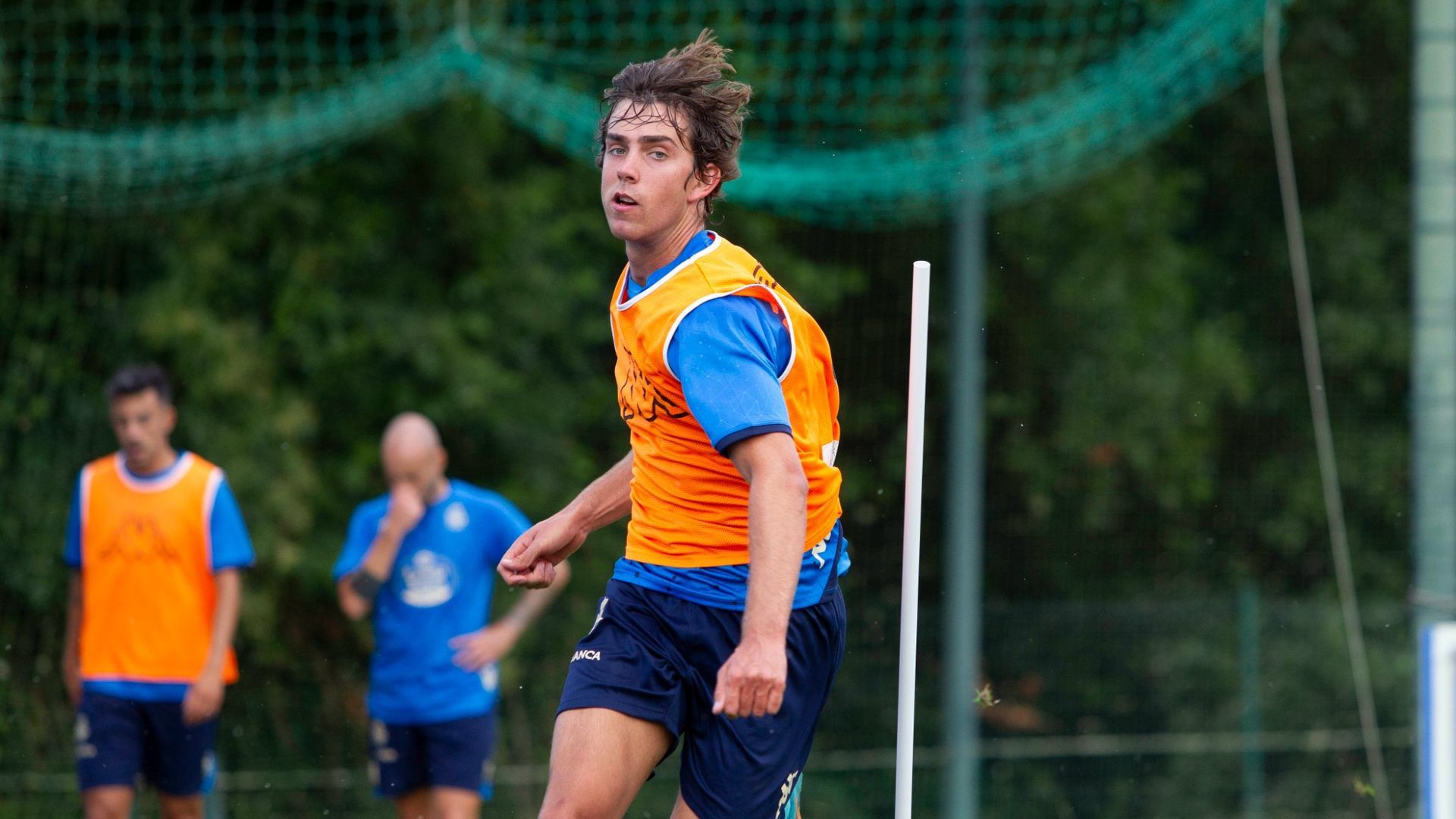 Dani Barcía, durante un entrenamiento con el Dépor.