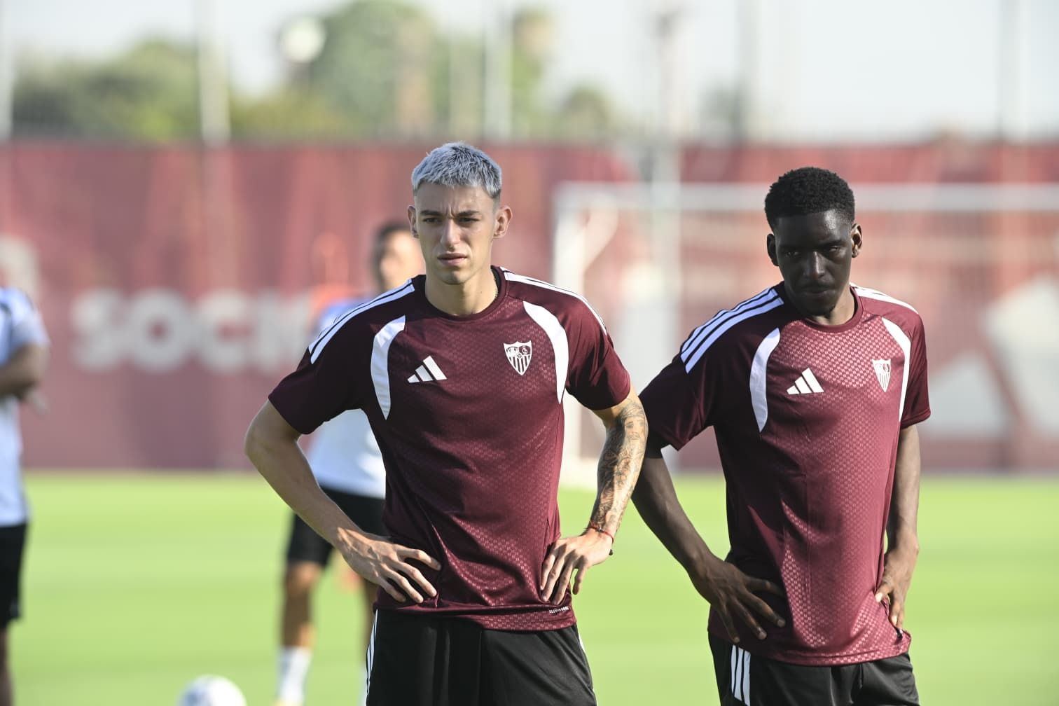 Edu Altozano, en la primera sesión del Sevilla