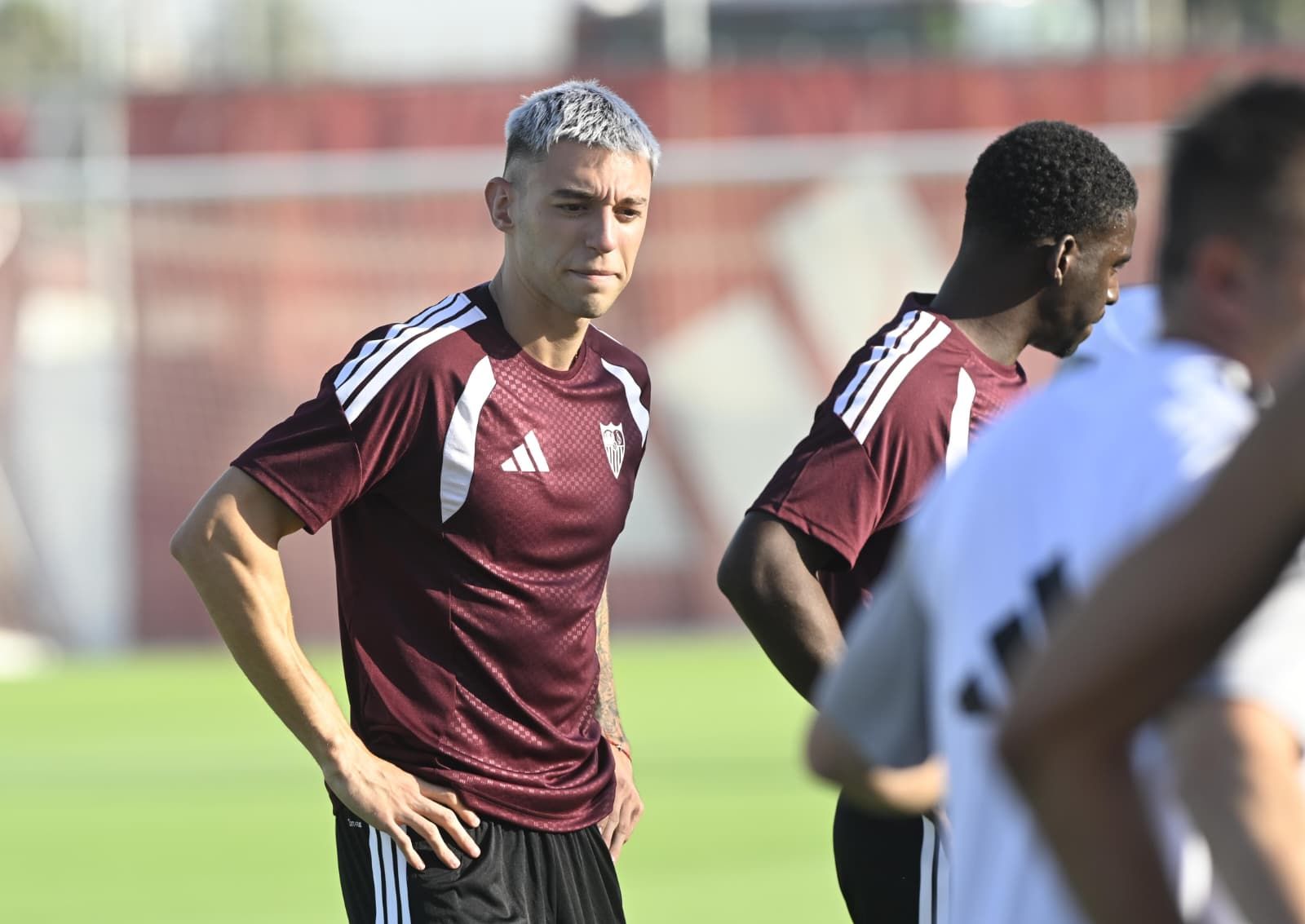 Edu Altozano, en la primera sesión del Sevilla