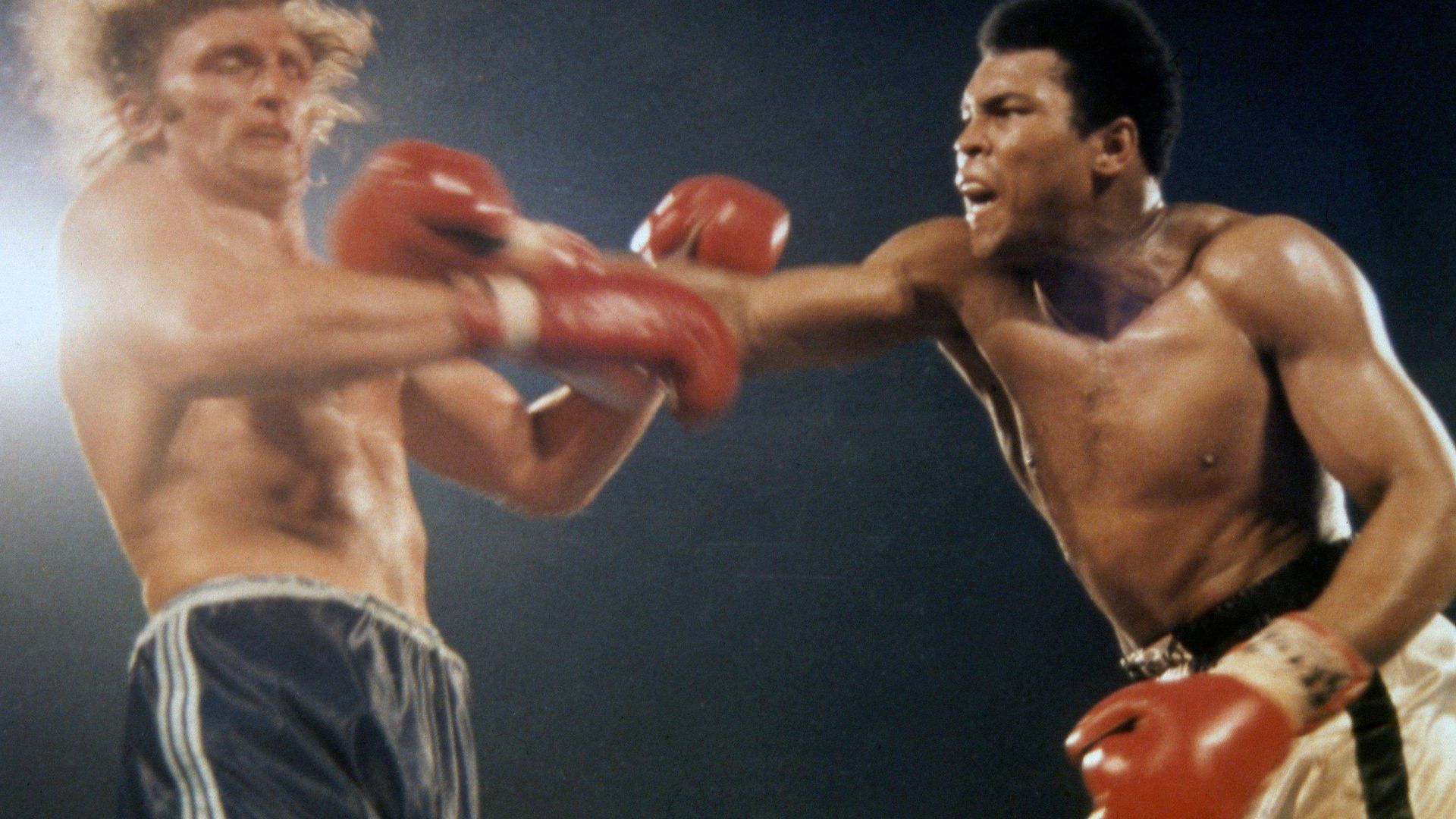 El campeón estadounidense de peso pesado Muhammad Ali (d) en un combate contra Joe Bugner, campeón británico y europeo de peso pesado, en las Vegas, EEUU durante su combate en Las Vegas, EEUU, en 1973 El campeón estadounidense de peso pesado Muhammad Ali (d) en un combate contra Joe Bugner, campeón británico y europeo de peso pesado, en las Vegas, EEUU durante su combate en Las Vegas, EEUU, en 1973