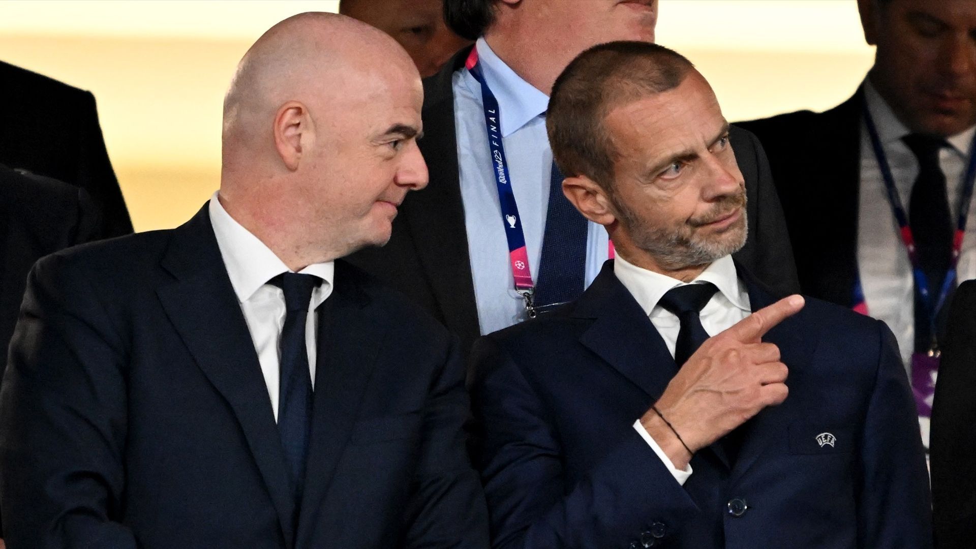 Infantino y Ceferin en un partido de Champions League Infantino y Ceferin en un partido de Champions League