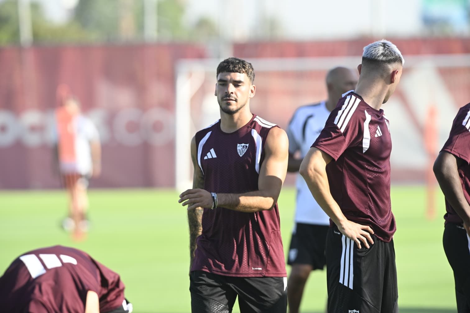 Isaac Romero, en la primera sesión del Sevilla