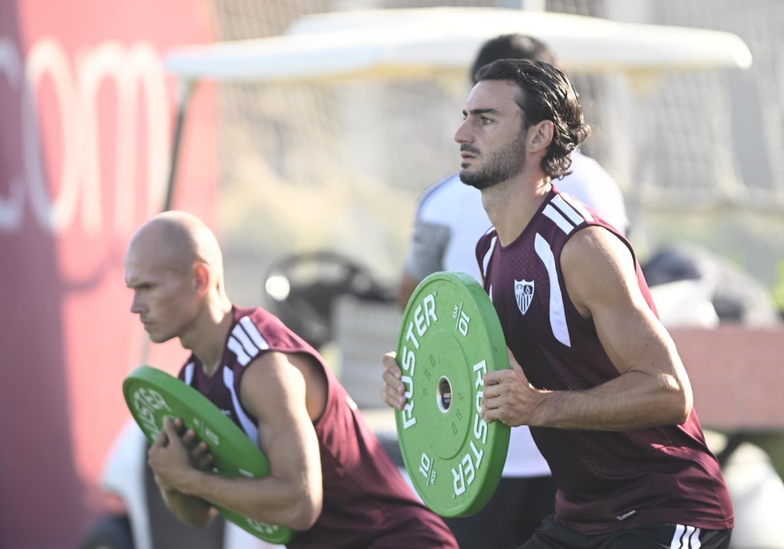 Jon Guridi y Juan Iglesias, en la primera sesión del Sevilla