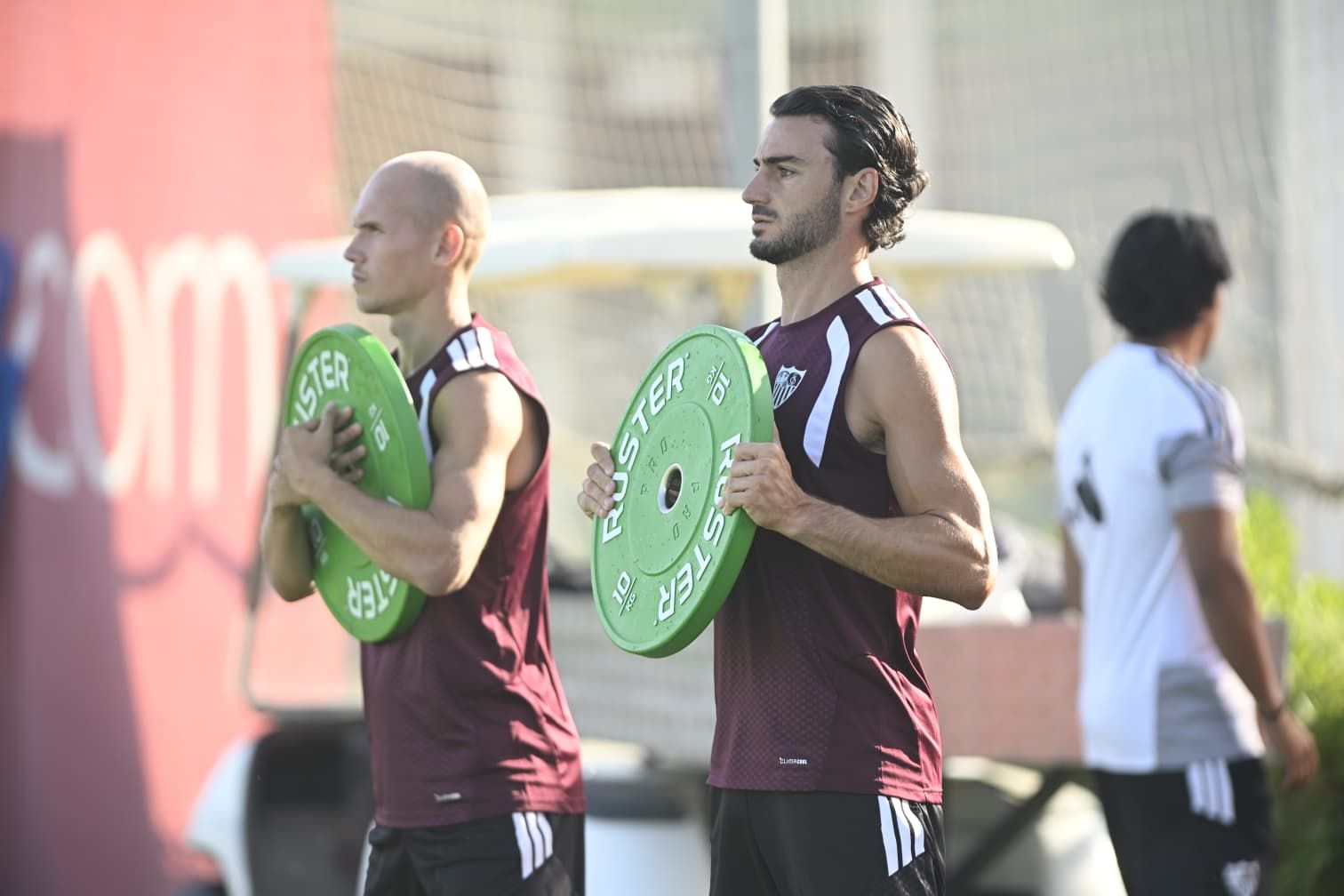 Jon Guridi y Juan Iglesias, en la primera sesión del Sevilla