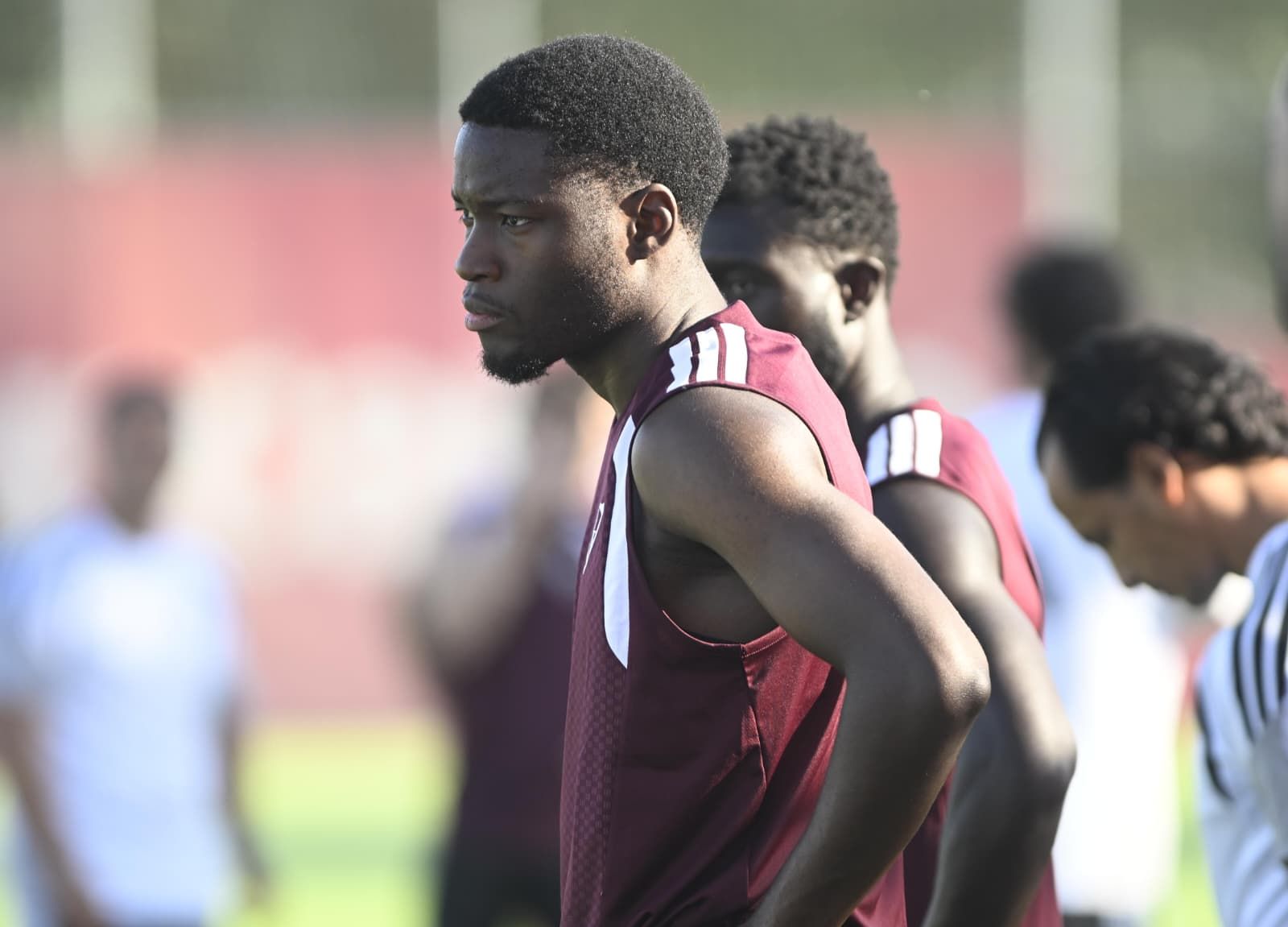 Lucién Agoumé, en la primera sesión del Sevilla