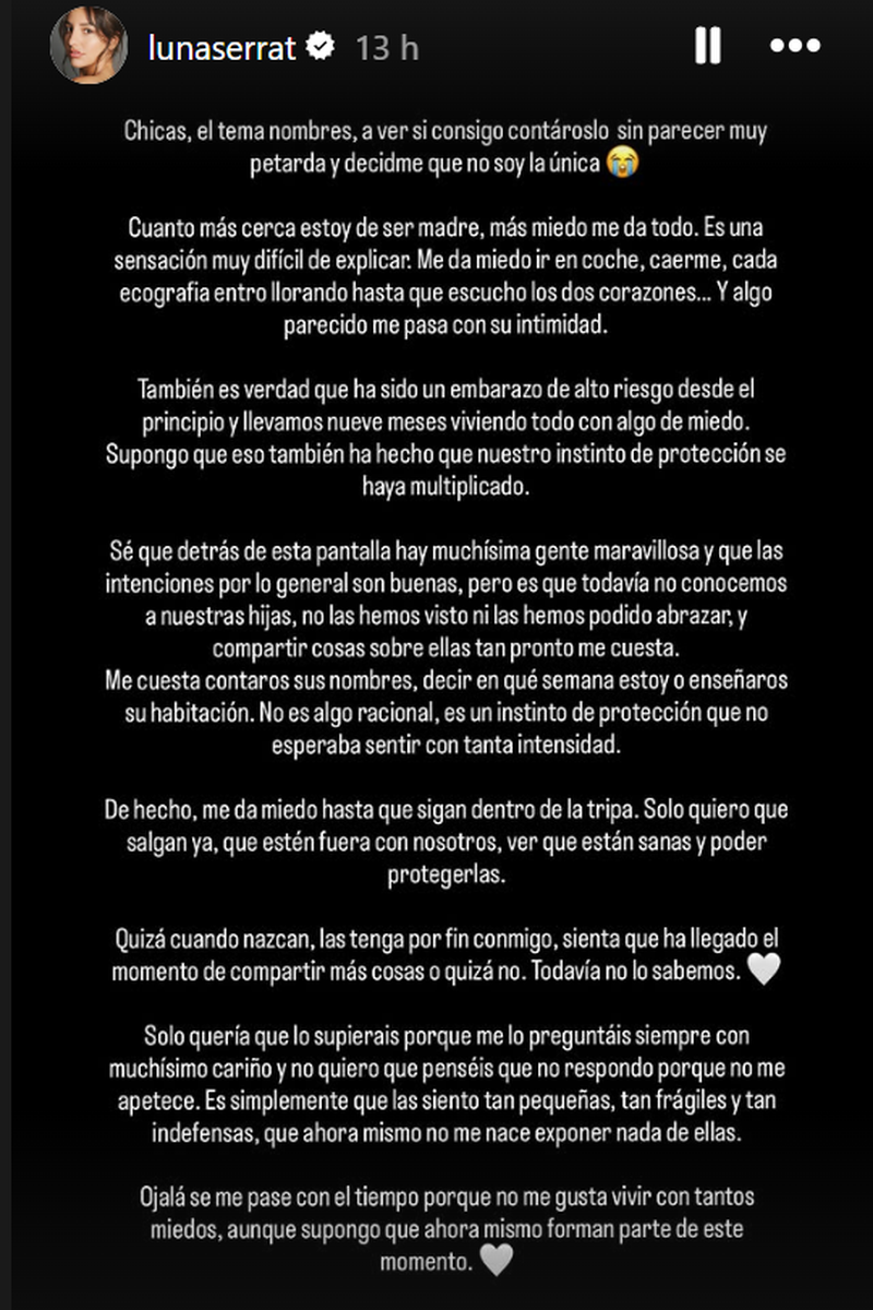 Luna Serrat, en su red social