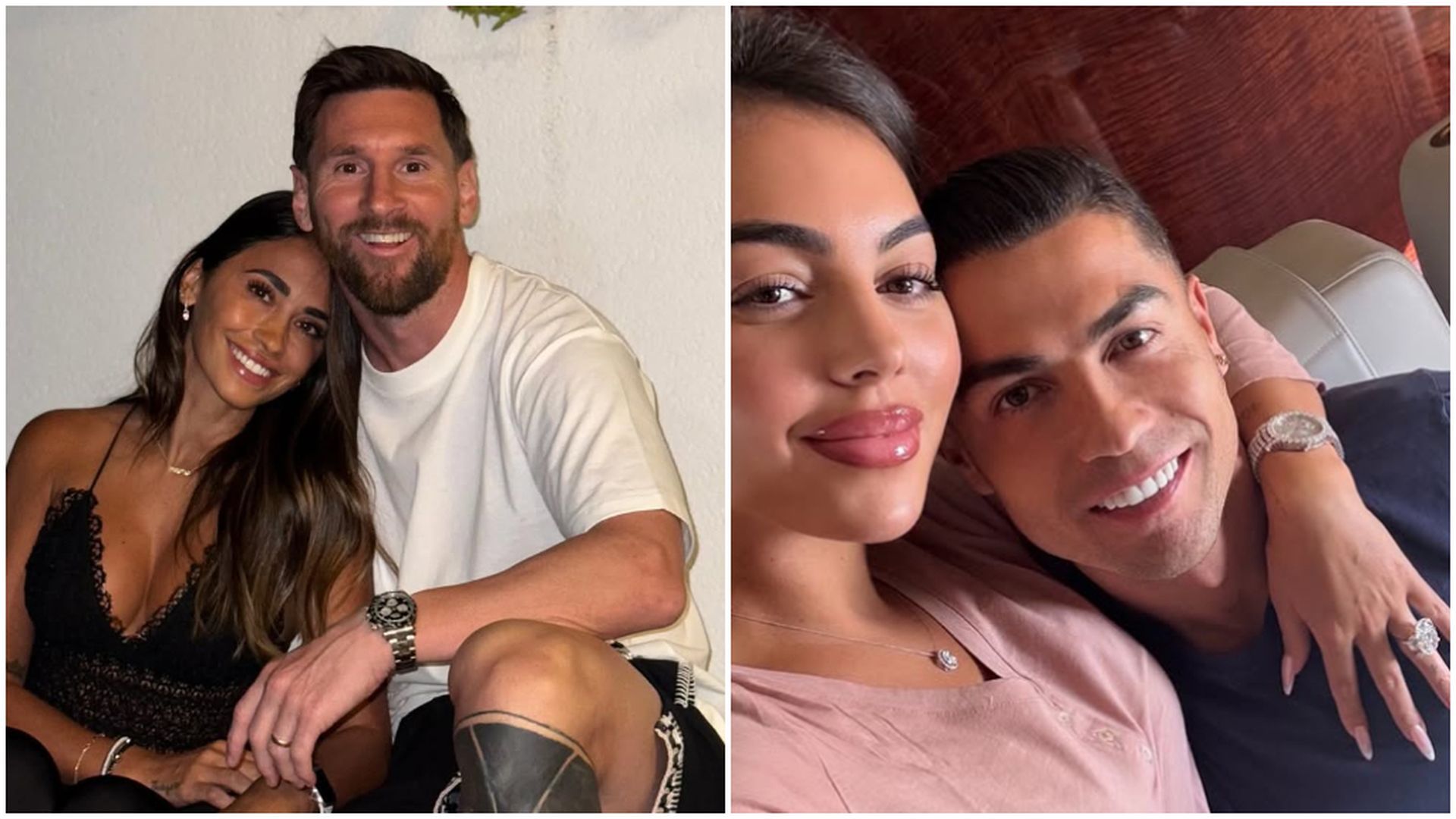 Antonella Roccuzzo, Leo Messi, Georgina Rodríguez y Cristiano Ronaldo Antonella Roccuzzo, Leo Messi, Georgina Rodríguez y Cristiano Ronaldo