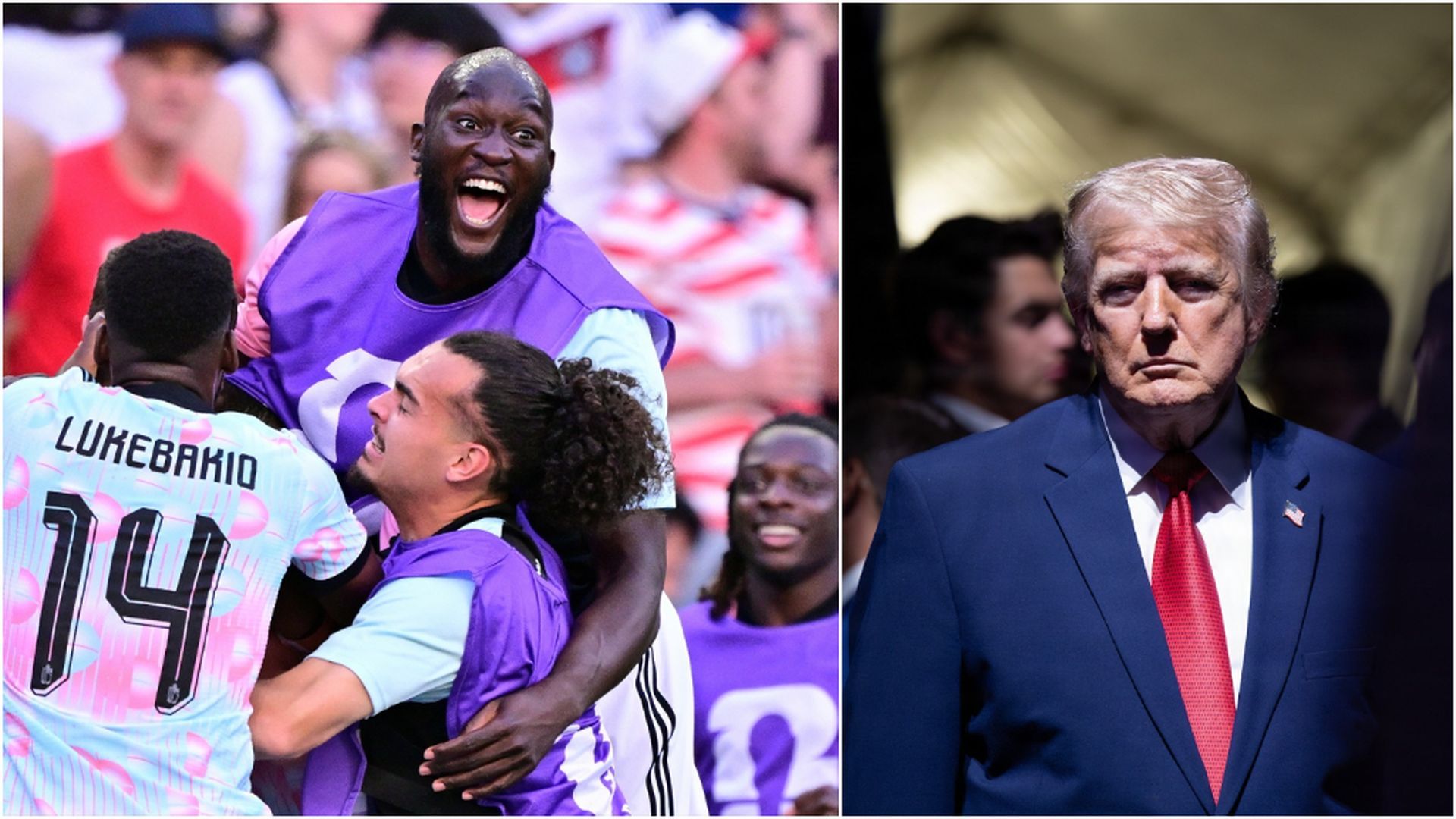 Fotomontaje de Bélgica celebrando un gol contra Estados Unidos y Donald Trump Fotomontaje de Bélgica celebrando un gol contra Estados Unidos y Donald Trump