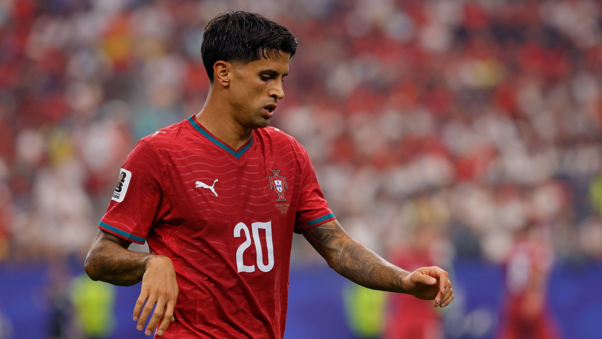 Joao Cancelo, durante el Portugal - España. Joao Cancelo, durante el Portugal - España.