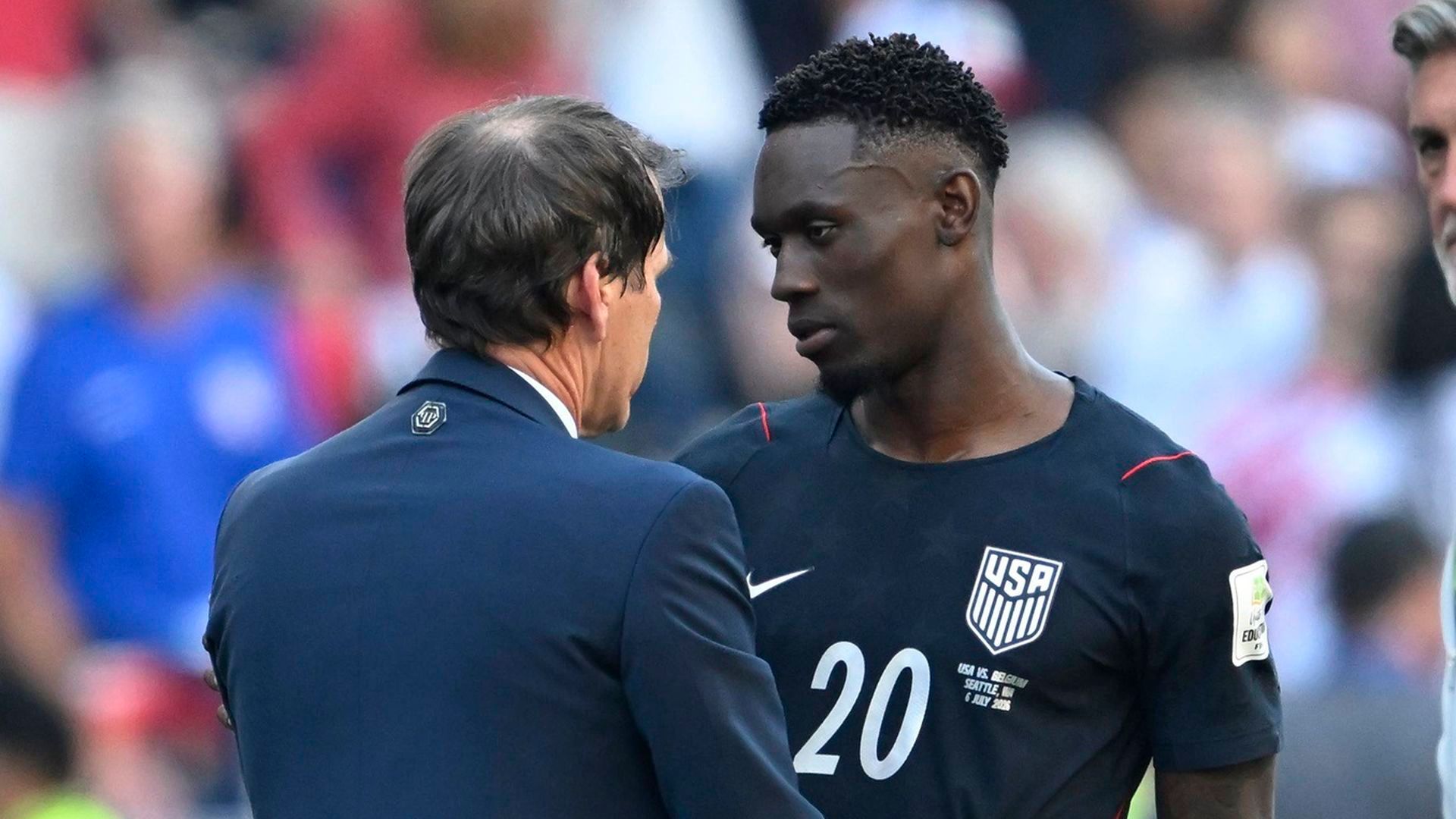 Rudi García, entrenador de Bélgica y Folarin Balogun Rudi García, entrenador de Bélgica y Folarin Balogun