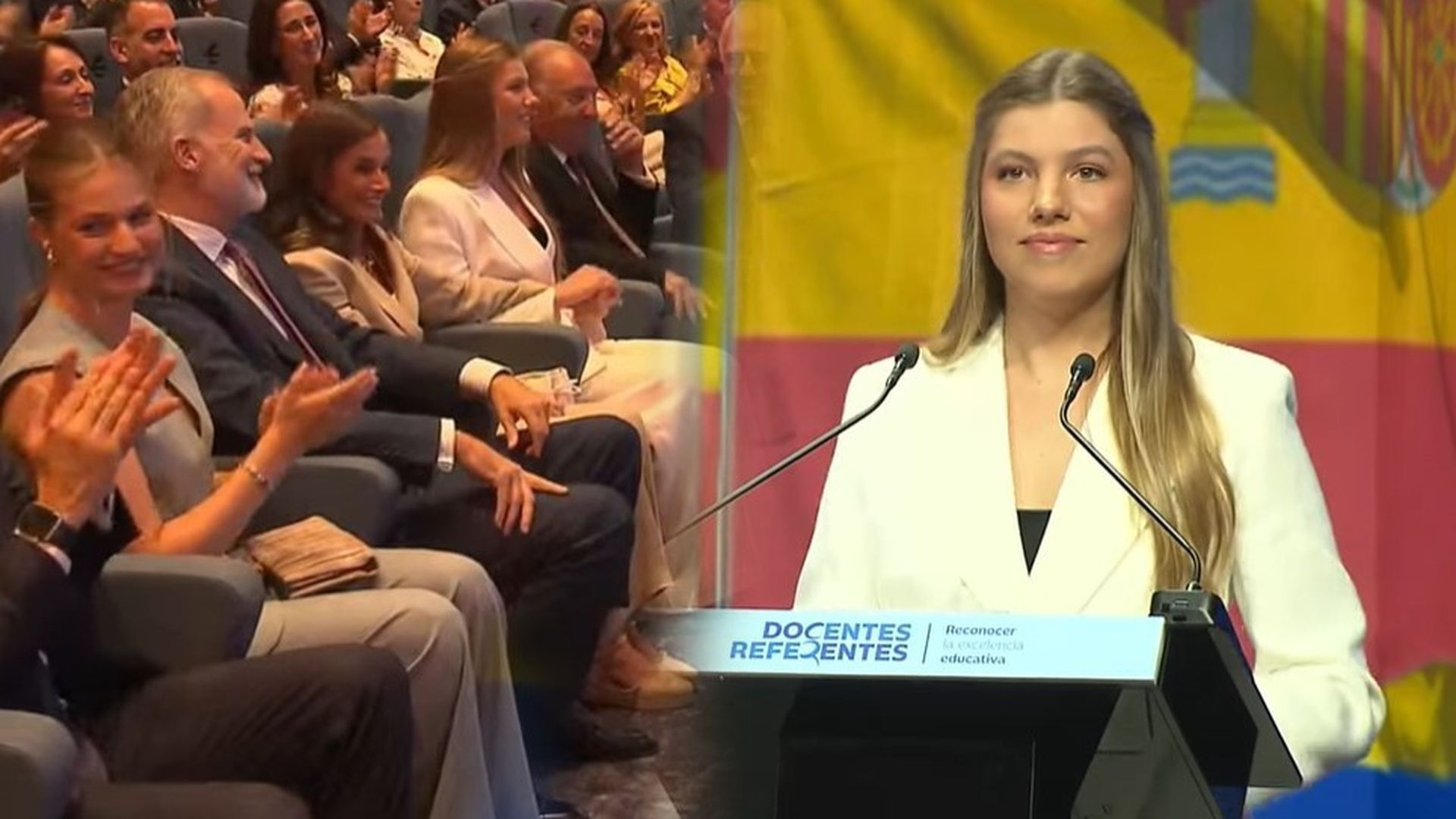 De la caricia de Felipe VI y Leonor a Sofía tras el discurso a la mirada de orgullo de Letizia mientras coge la mano de la infanta De la caricia de Felipe VI y Leonor a Sofía tras el discurso a la mirada de orgullo de Letizia mientras coge la mano de la infanta