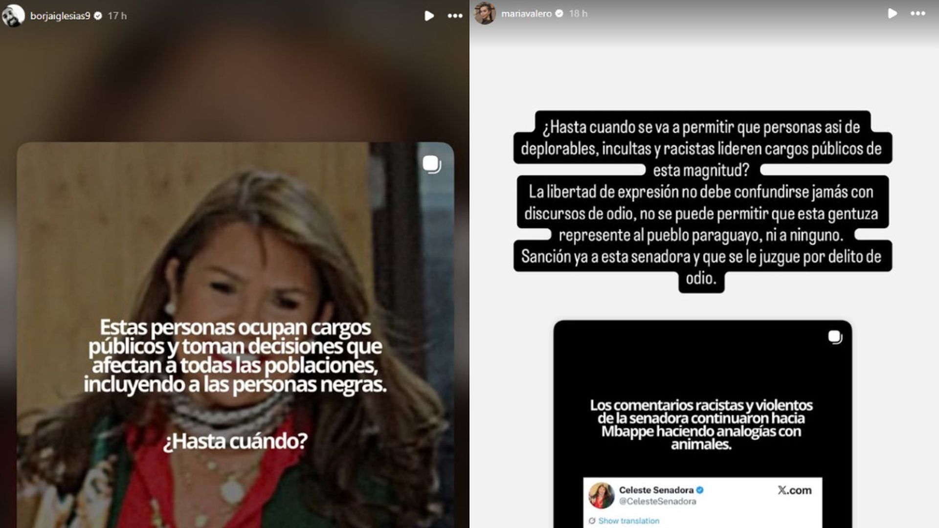 Los mensajes de Borja Iglesias y María Valero en contra de los insultos racistas a Kylian Mbappé