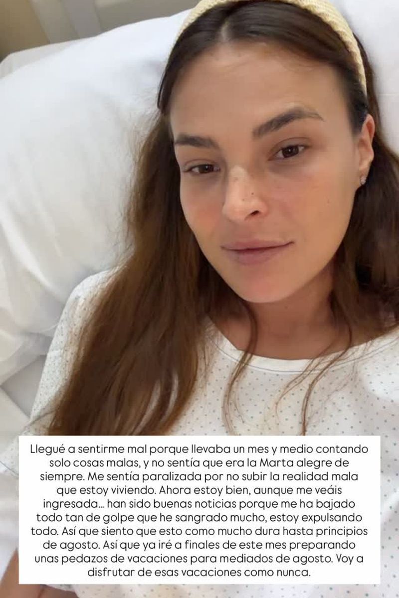 Marta Peñate se ha grabado desde el hospital, al que ha acudido de urgencia tras una hemorragia vaginal