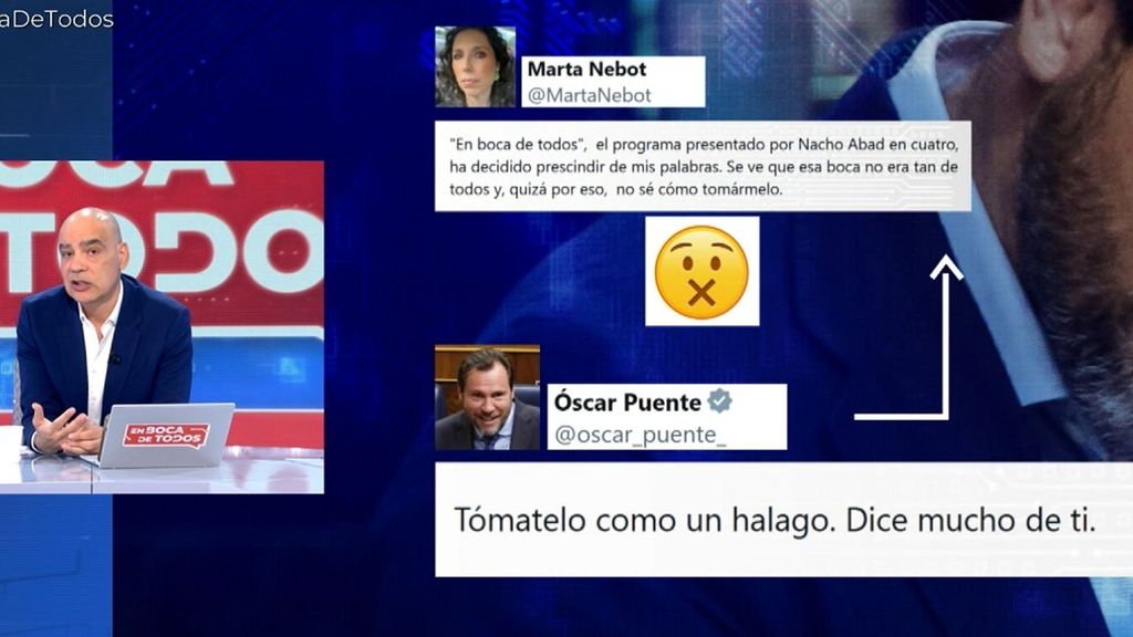 Nacho Abad responde a Marta Nebot tras cargar contra el programa y se dirige a Óscar Puente: ''Cuando usted quiera se pasa por aquí''