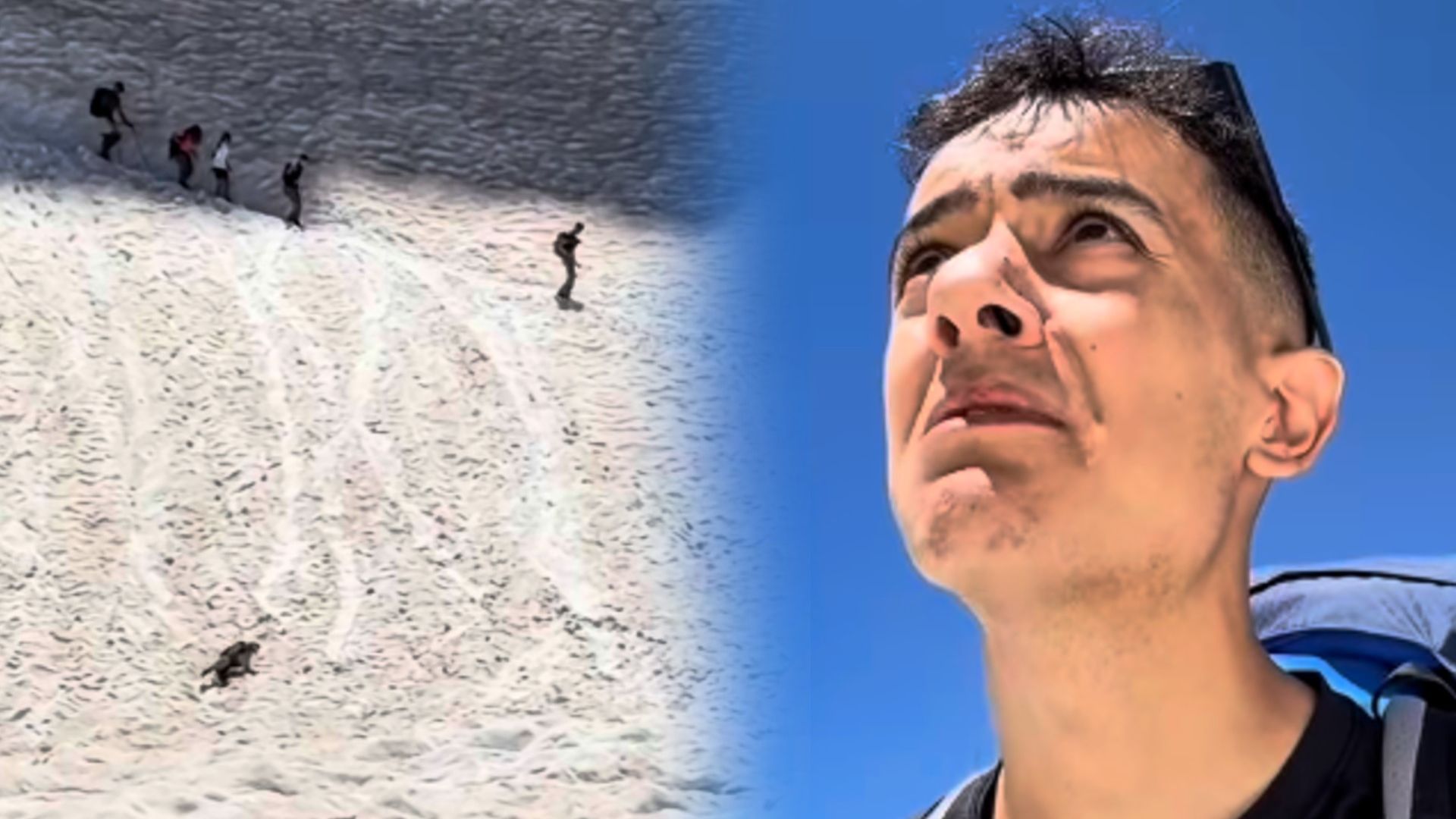 Un montañista graba la imprudencia de un grupo de personas en un nevero del Pirineo: "Se están cayendo"