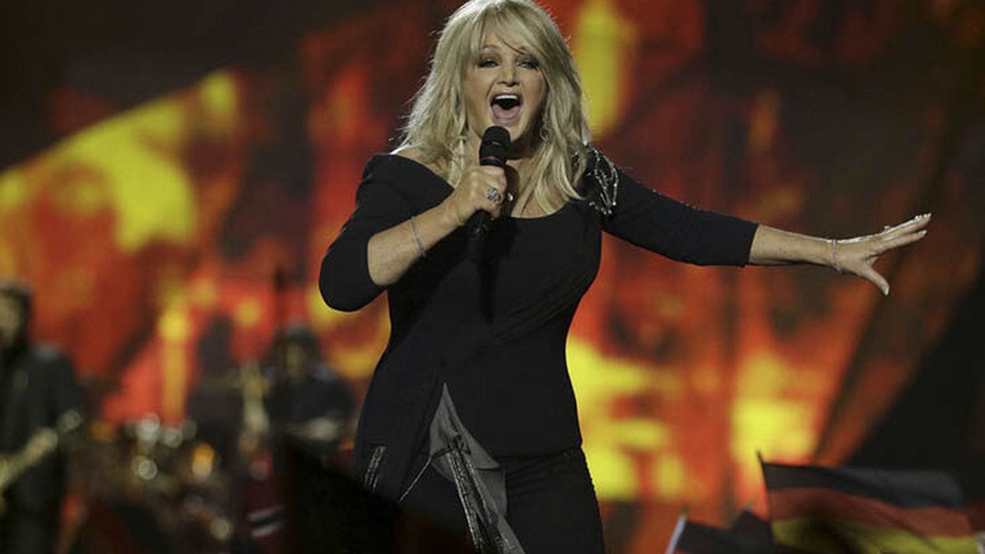 Bonnie Tyler durante su majestuosa actuación en Eurovision 2013 en Malmo