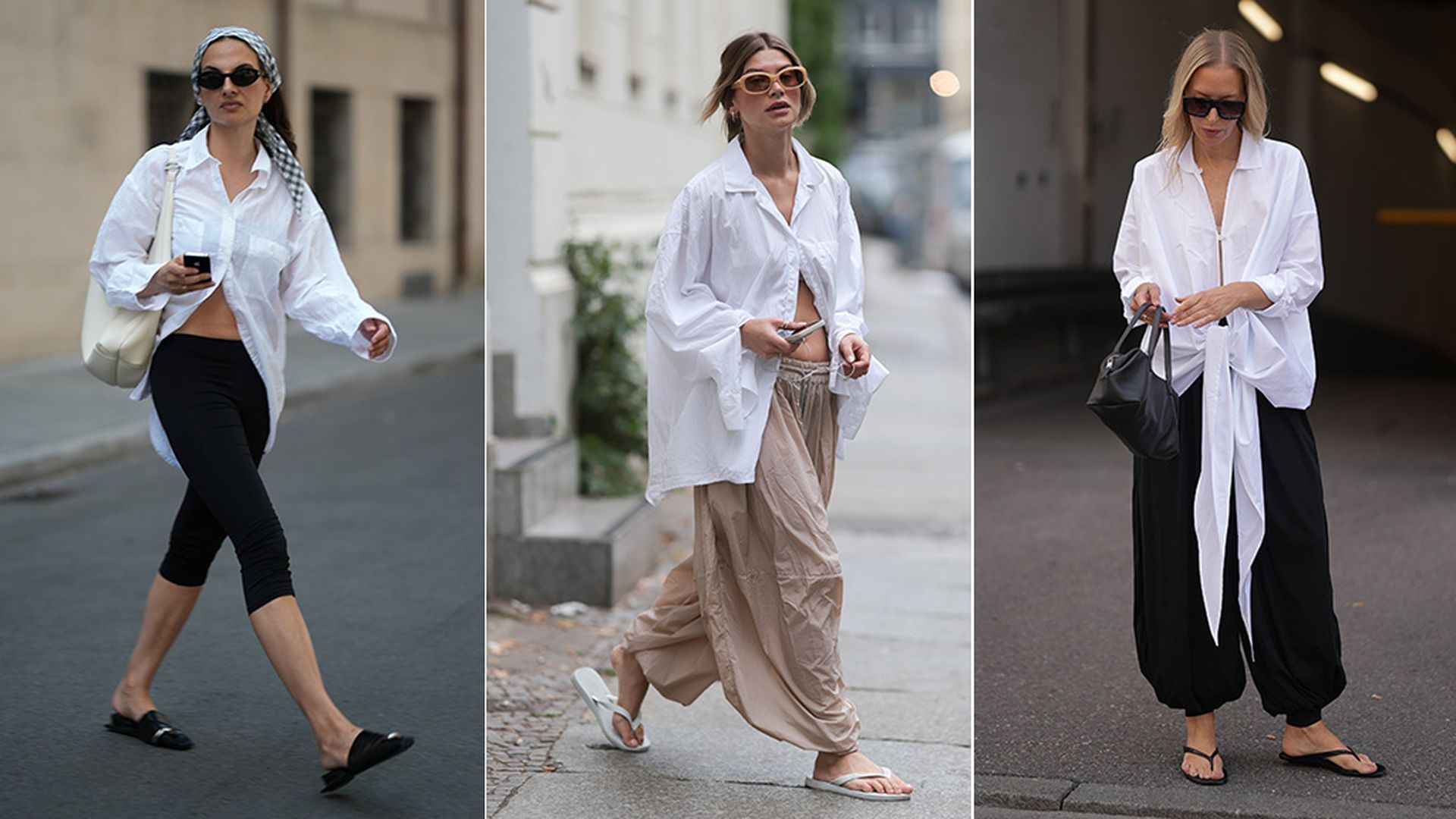 Camisa blanca con pantalón de tendencia