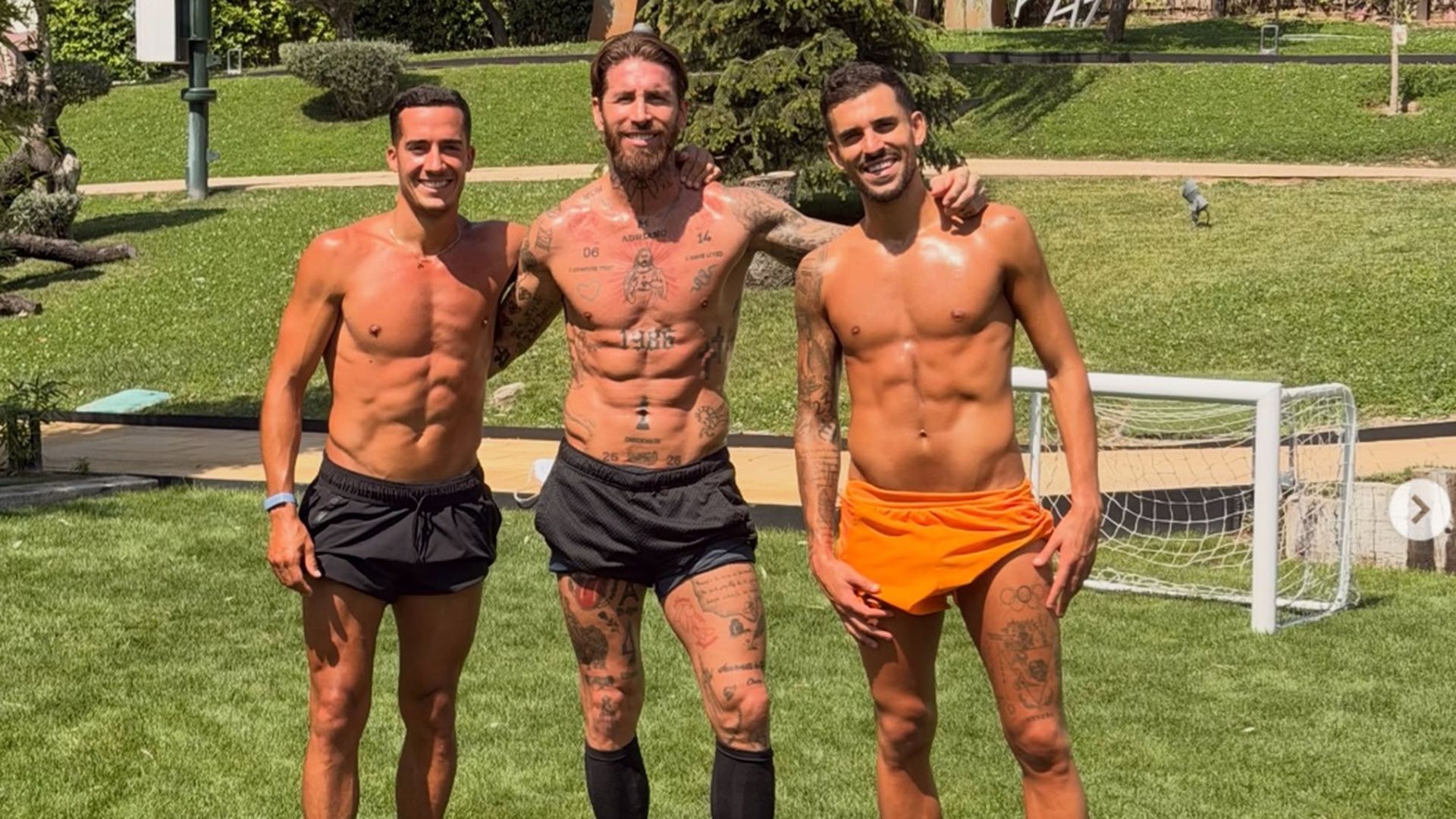 Lucas Vázquez, Sergio Ramos y Dani Ceballos en un entrenamiento VIP Lucas Vázquez, Sergio Ramos y Dani Ceballos en un entrenamiento VIP
