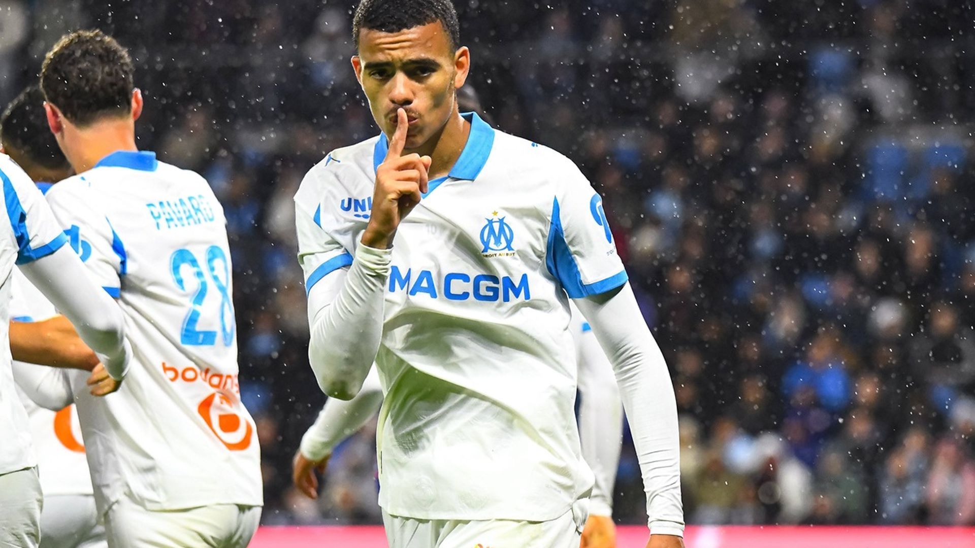 Mason Greenwood celebra un gol con el Olympique de Marsella Mason Greenwood celebra un gol con el Olympique de Marsella