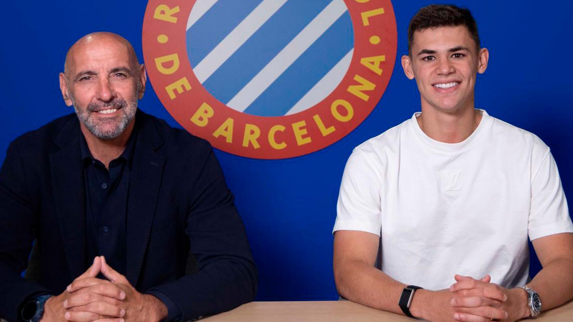 Monchi, junto a Gabriel Moscardo, fichaje del Espanyol Monchi, junto a Gabriel Moscardo, fichaje del Espanyol