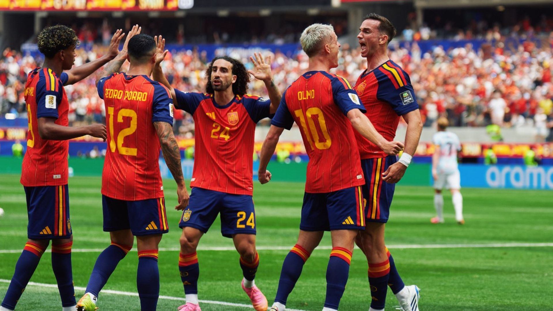 Celebración de un gol de España ante Bélgica Celebración de un gol de España ante Bélgica
