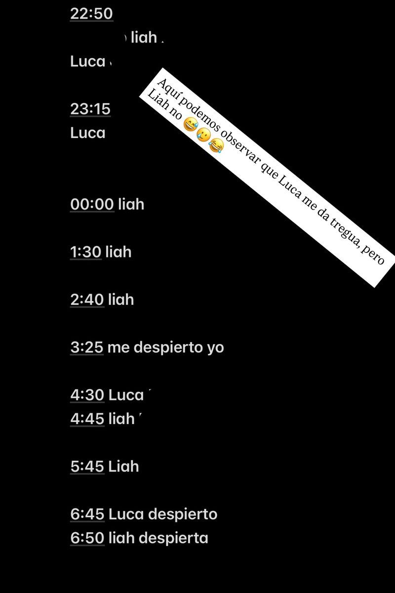 Las horas a las que se han despertado los mellizos de Estela