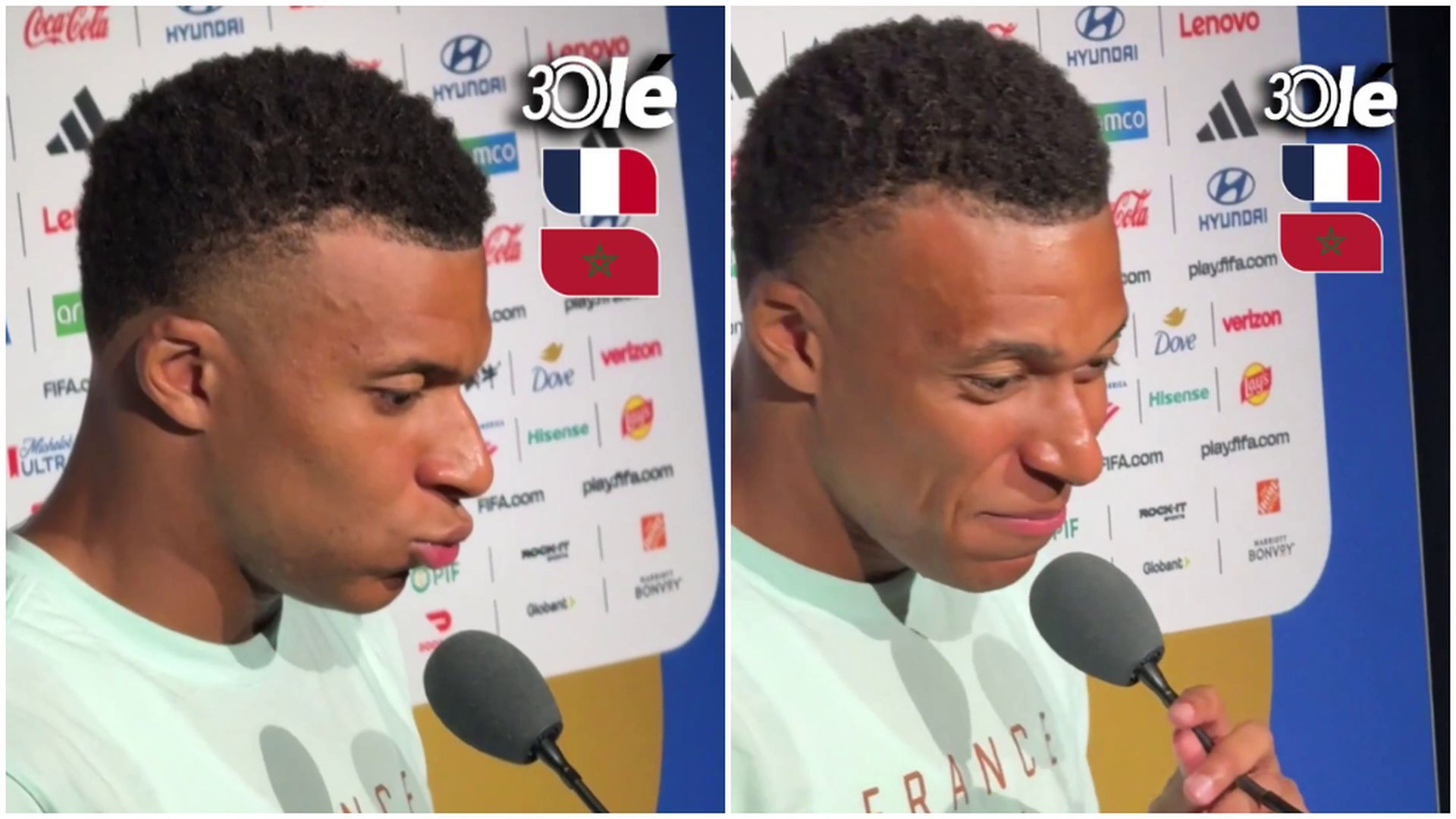 Mbappé en zona mixta