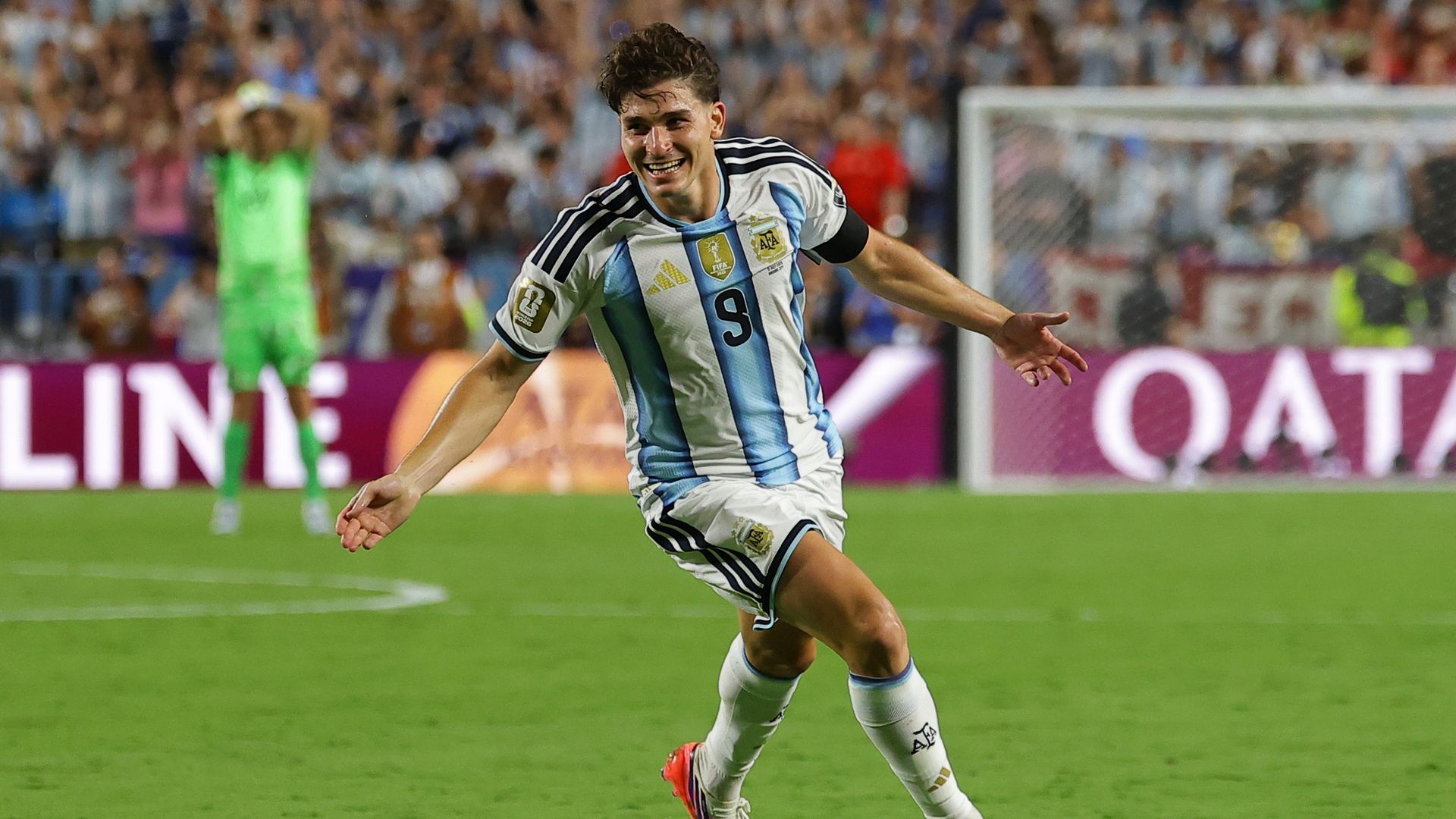 Julián Álvarez celebra su gol en el Argentina - Suiza. Julián Álvarez celebra su gol en el Argentina - Suiza.