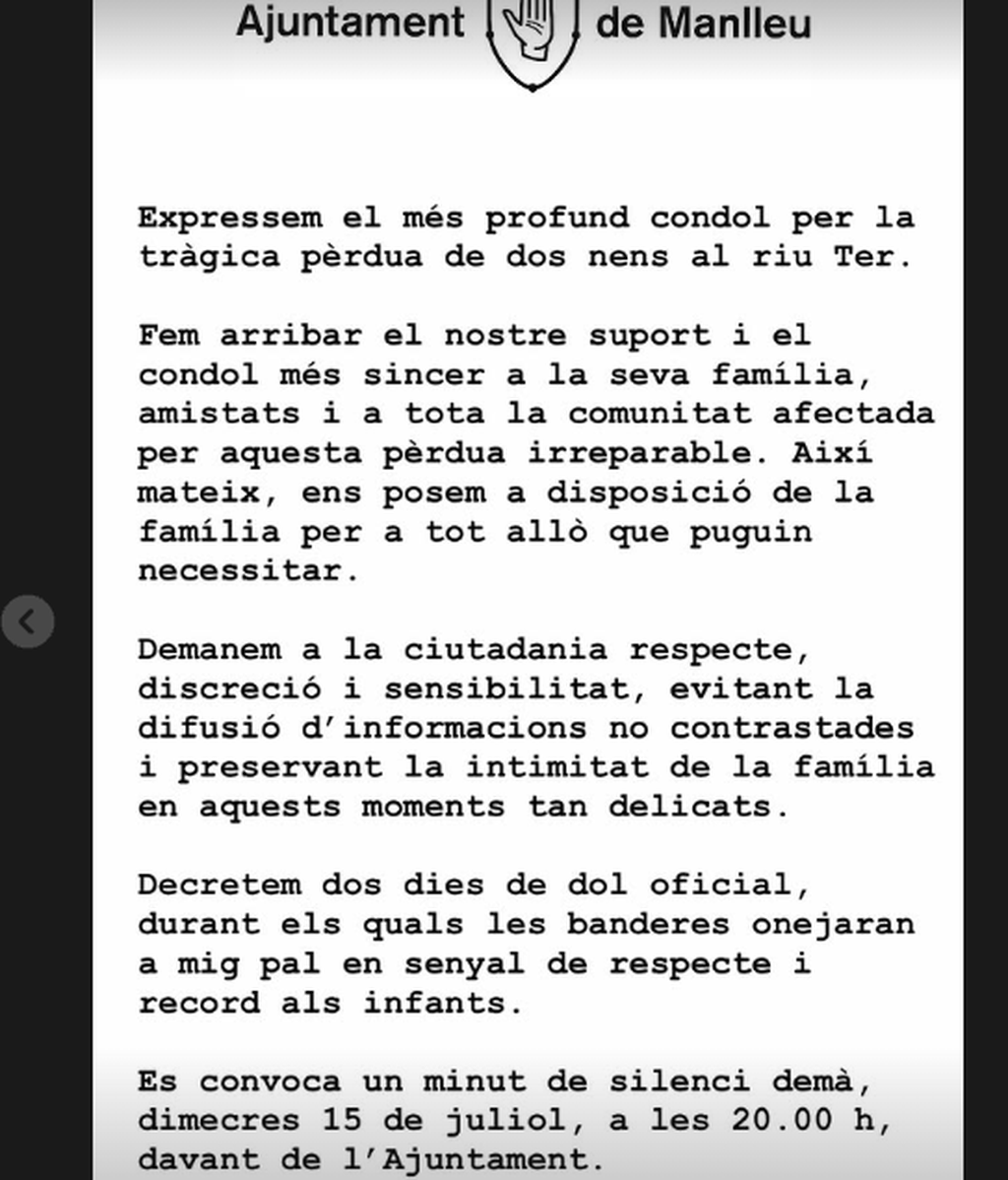 Comunicado del Ayuntamiento de Manlleu