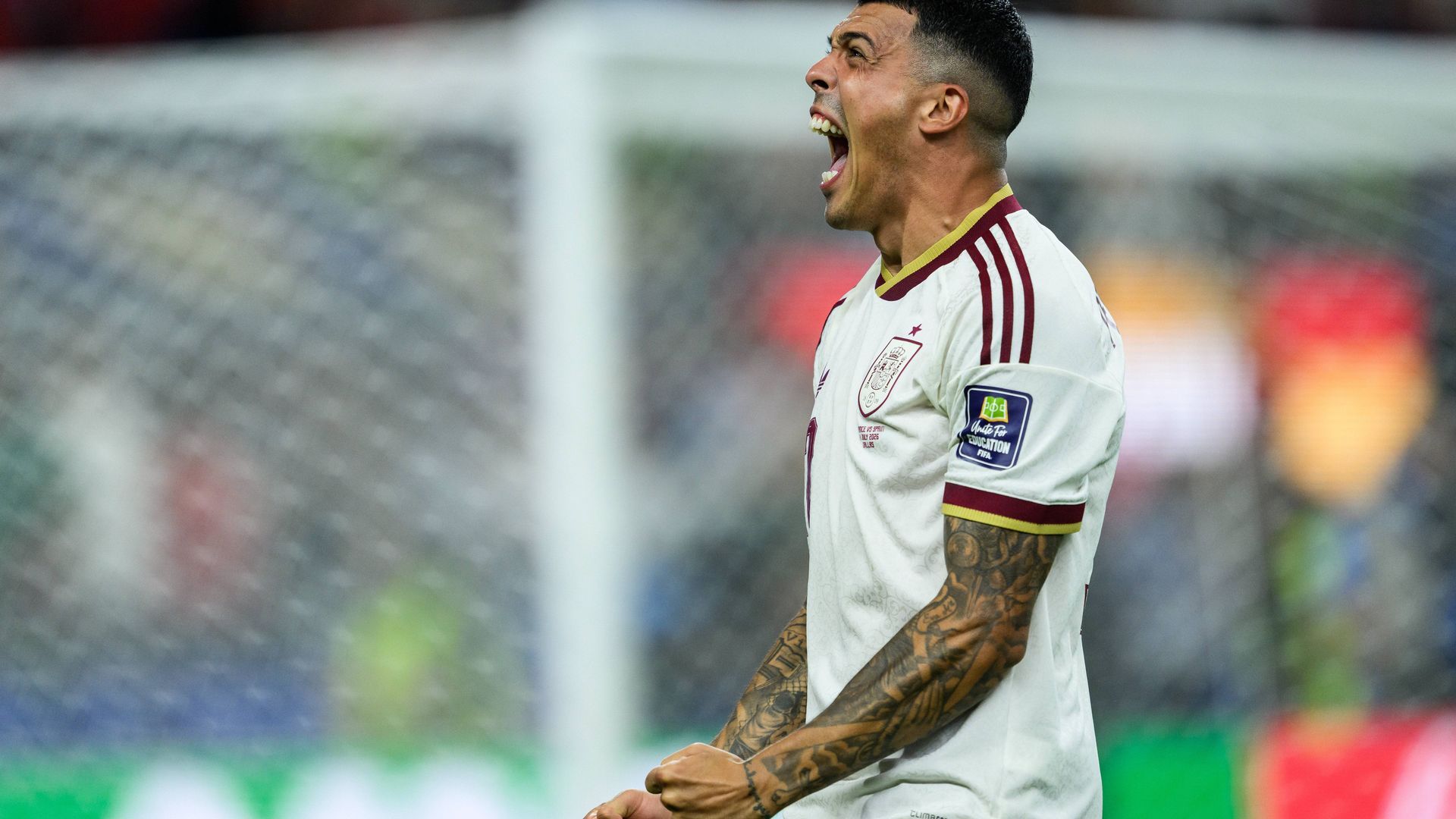 Pedro Porro celebra su gol ante Francia