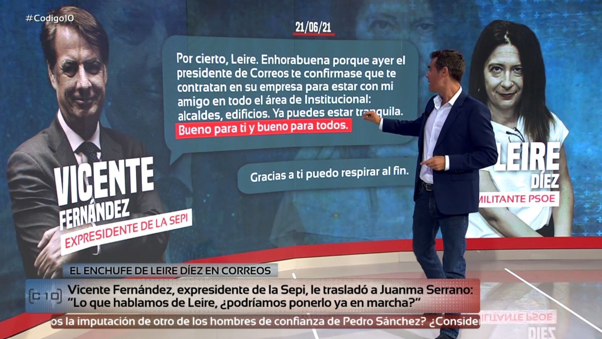 David Aleman explica en 'Código 10' las claves del "enchufe de Leire Díez en Correos"