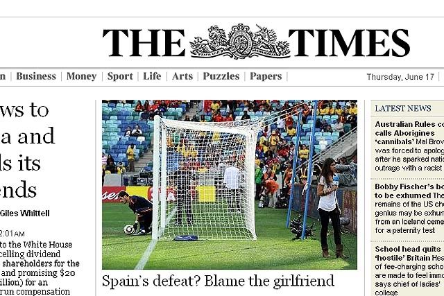 La prensa culpó a Sara de la primera derrota de España en el Mundial de Sudáfrica