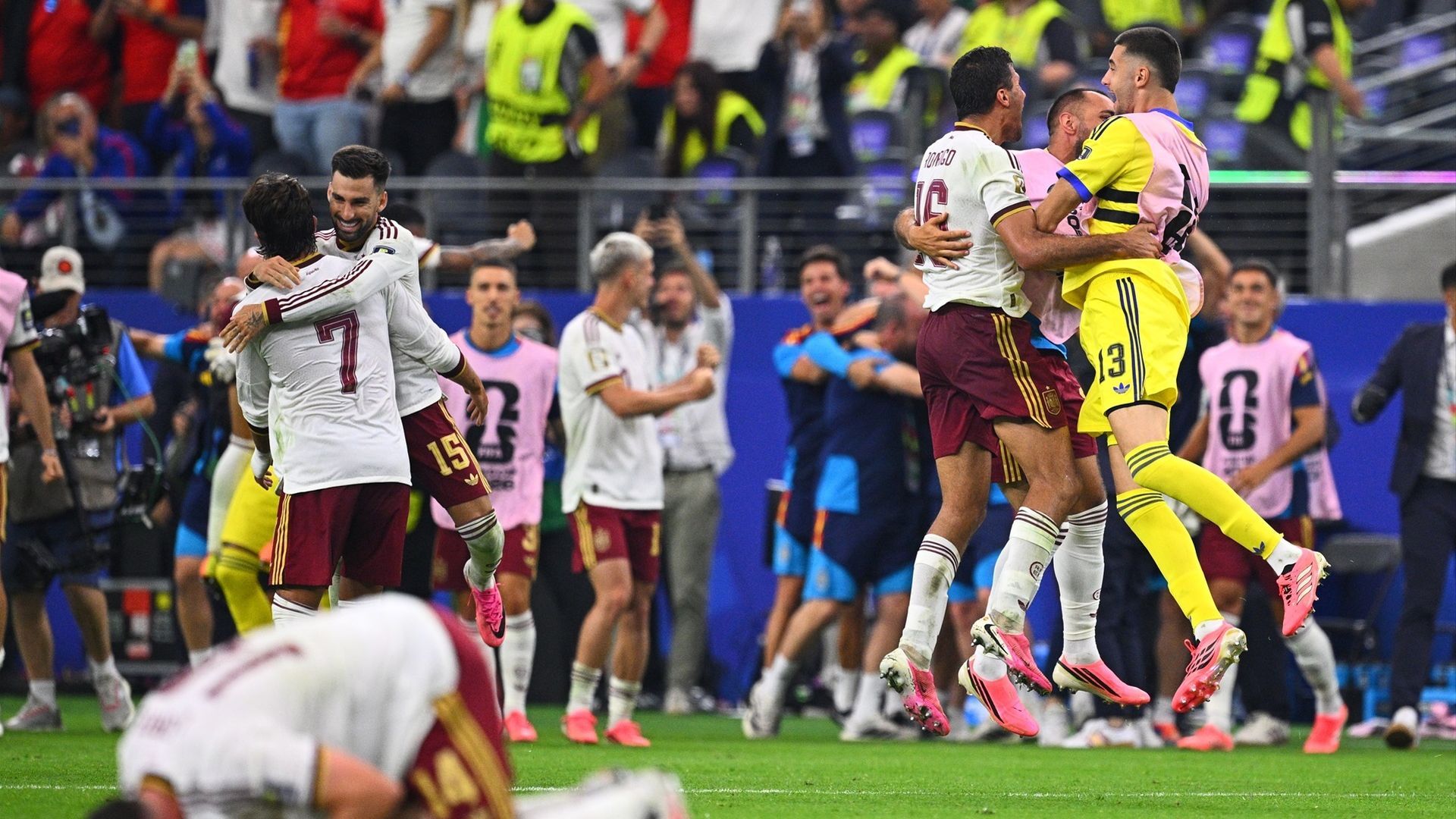 Los jugadores de la Selección Española celebrando el pase a la final Los jugadores de la Selección Española celebrando el pase a la final