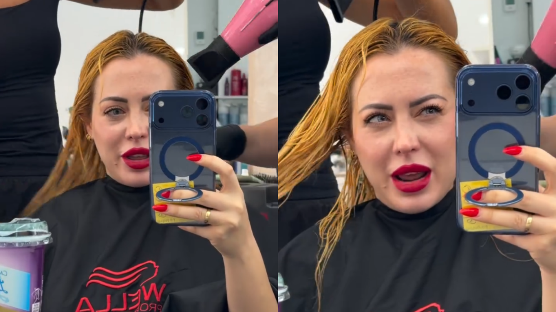 Mahi Masegosa en la peluquería con su nuevo color de pelo