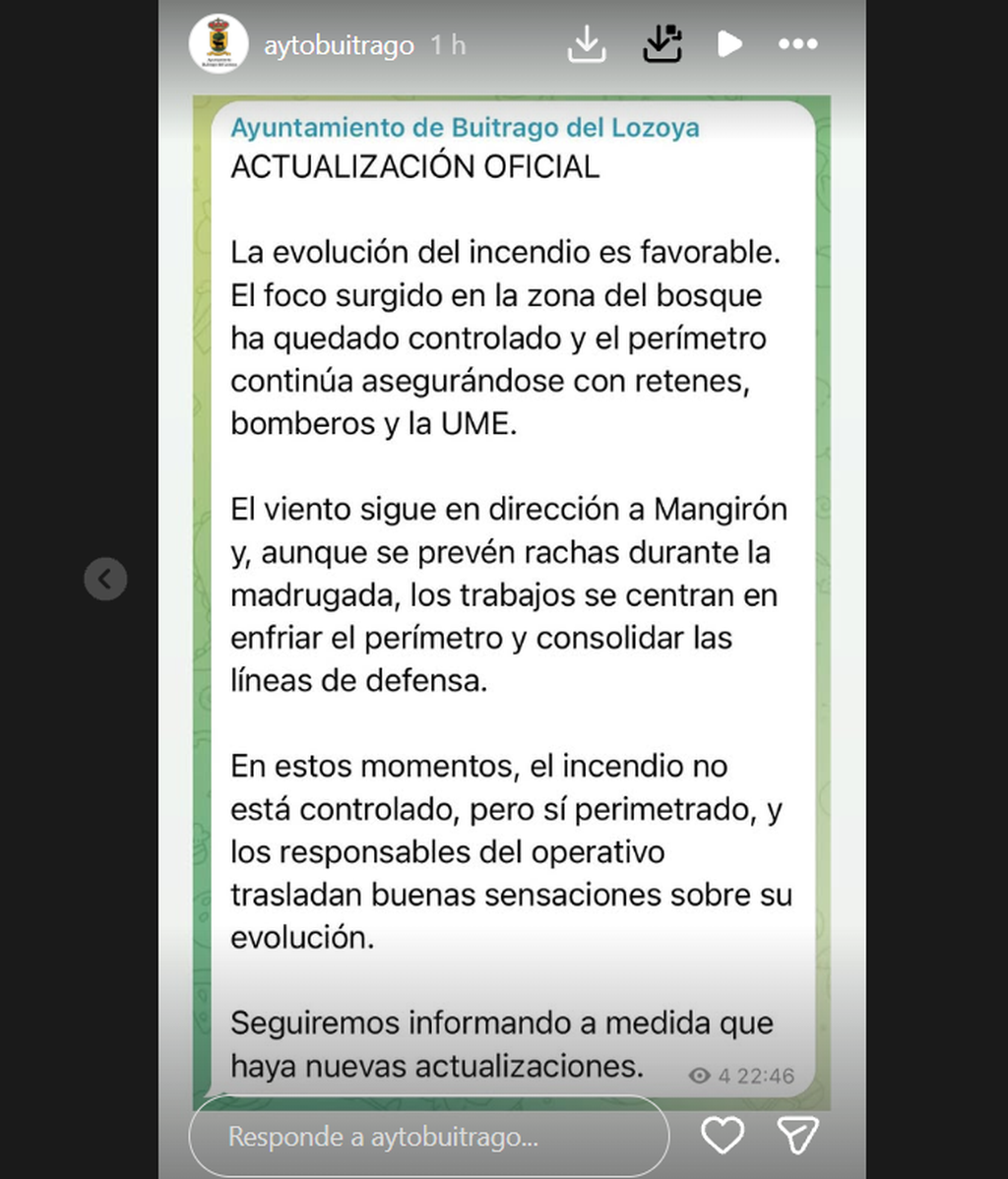 Comunicado del Ayuntamiento de Buitrago de Lozoya